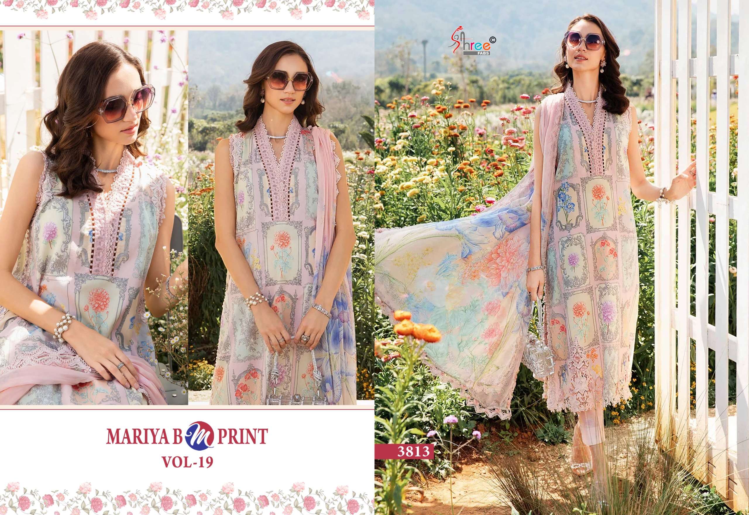 SHREE FAB MARIYA B MPRINT VOL 19 COTTON DESIGNER WORK SALWAR KAMEEZ 