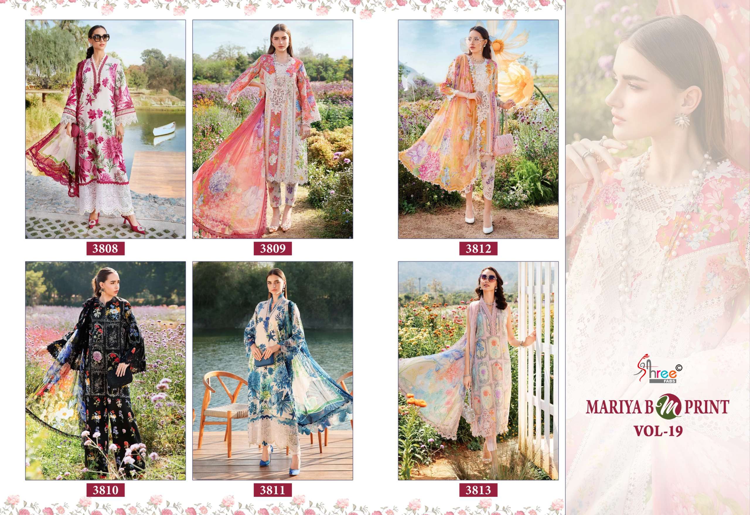 SHREE FAB MARIYA B MPRINT VOL 19 COTTON DESIGNER WORK SALWAR KAMEEZ 