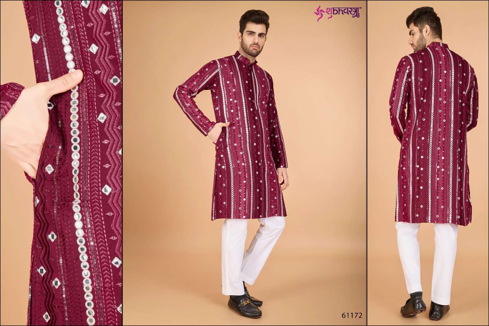  SHUBHVASTRA MODERN ETHNICS VOL 3 HEAVY EMBROIDERED MENS FESTIVE WEAR KURTA