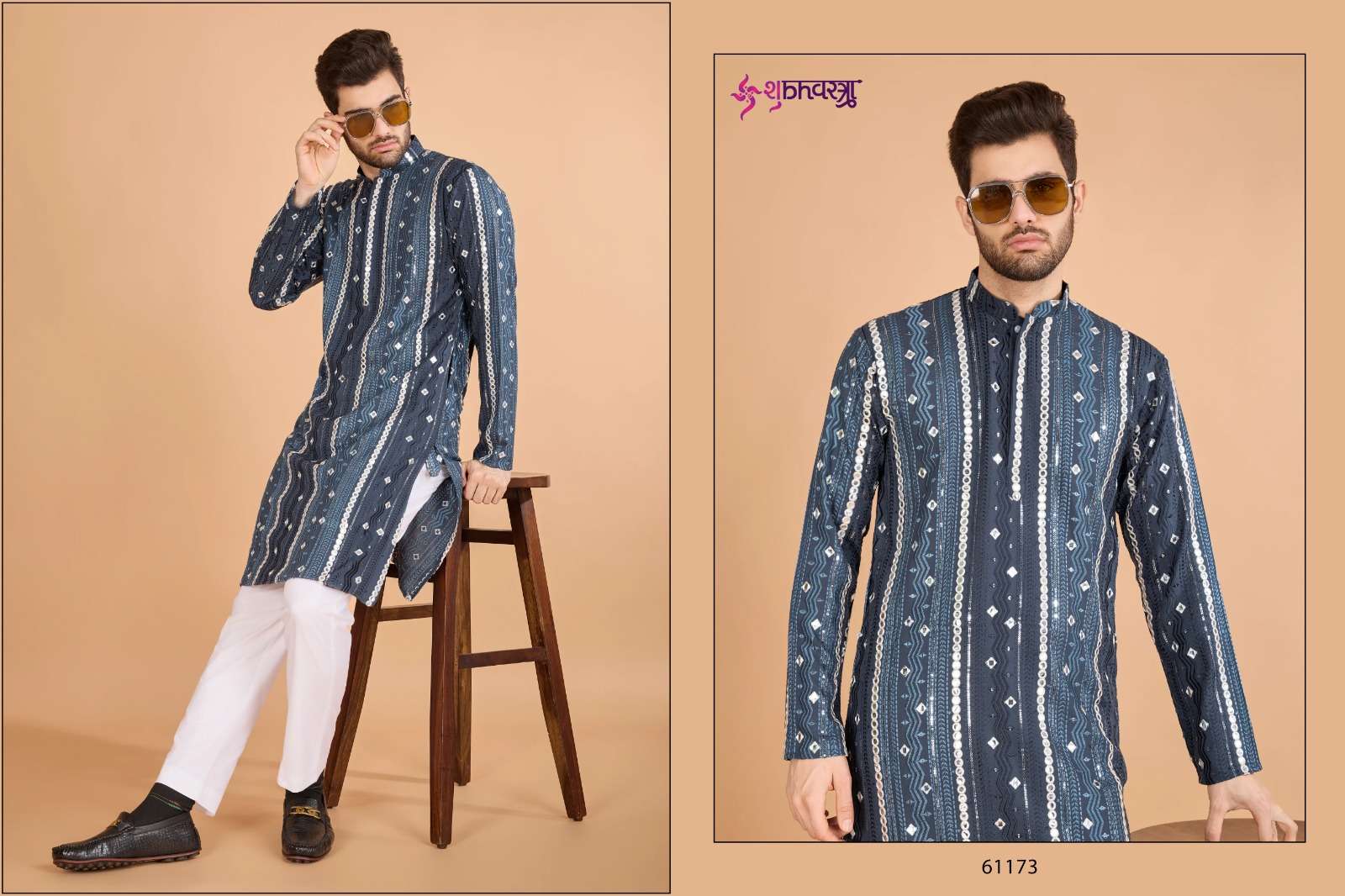  SHUBHVASTRA MODERN ETHNICS VOL 3 HEAVY EMBROIDERED MENS FESTIVE WEAR KURTA