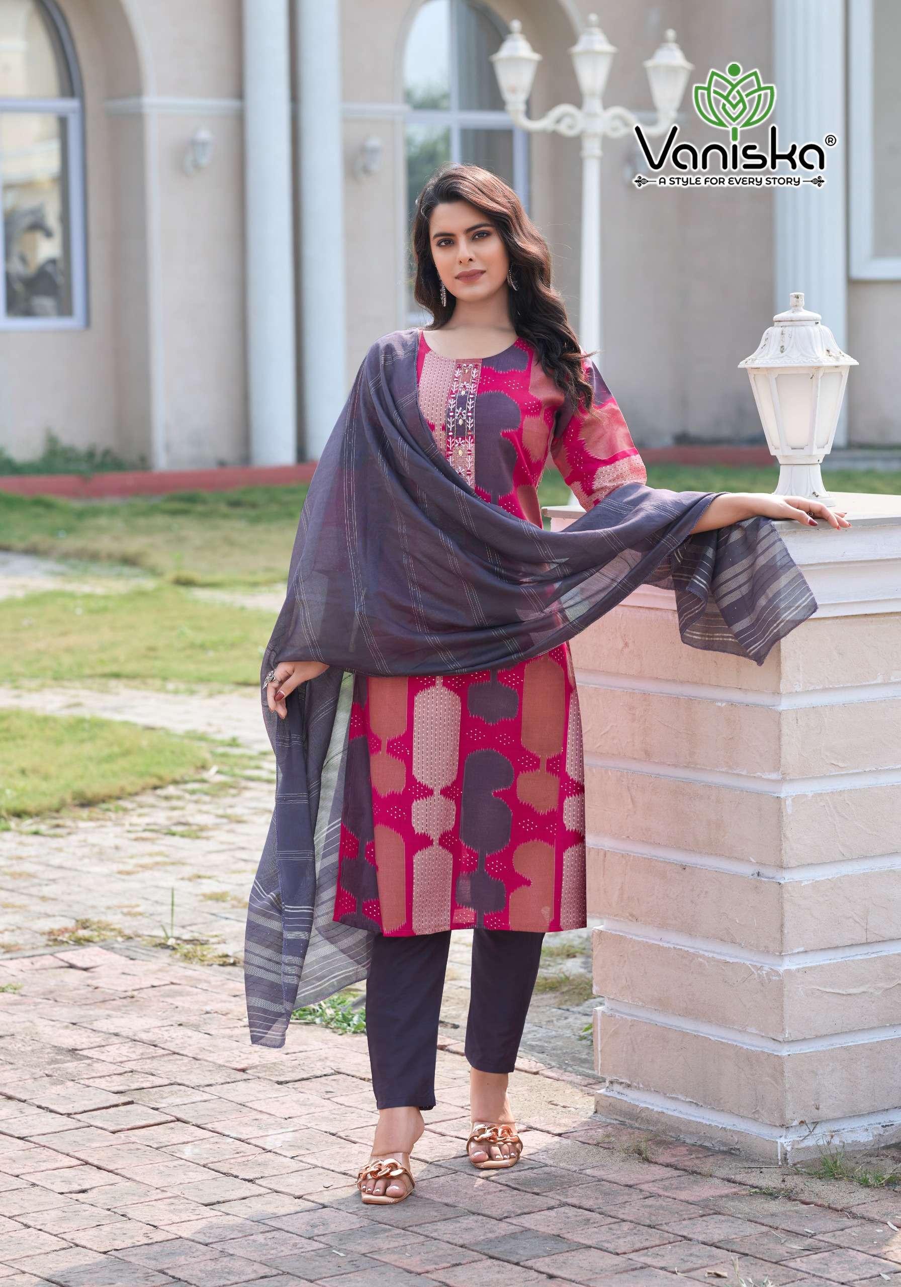 VANISKA FESTIVAL VOL 2 CHANDERI PRINT FANCY KURTI COMBO SET