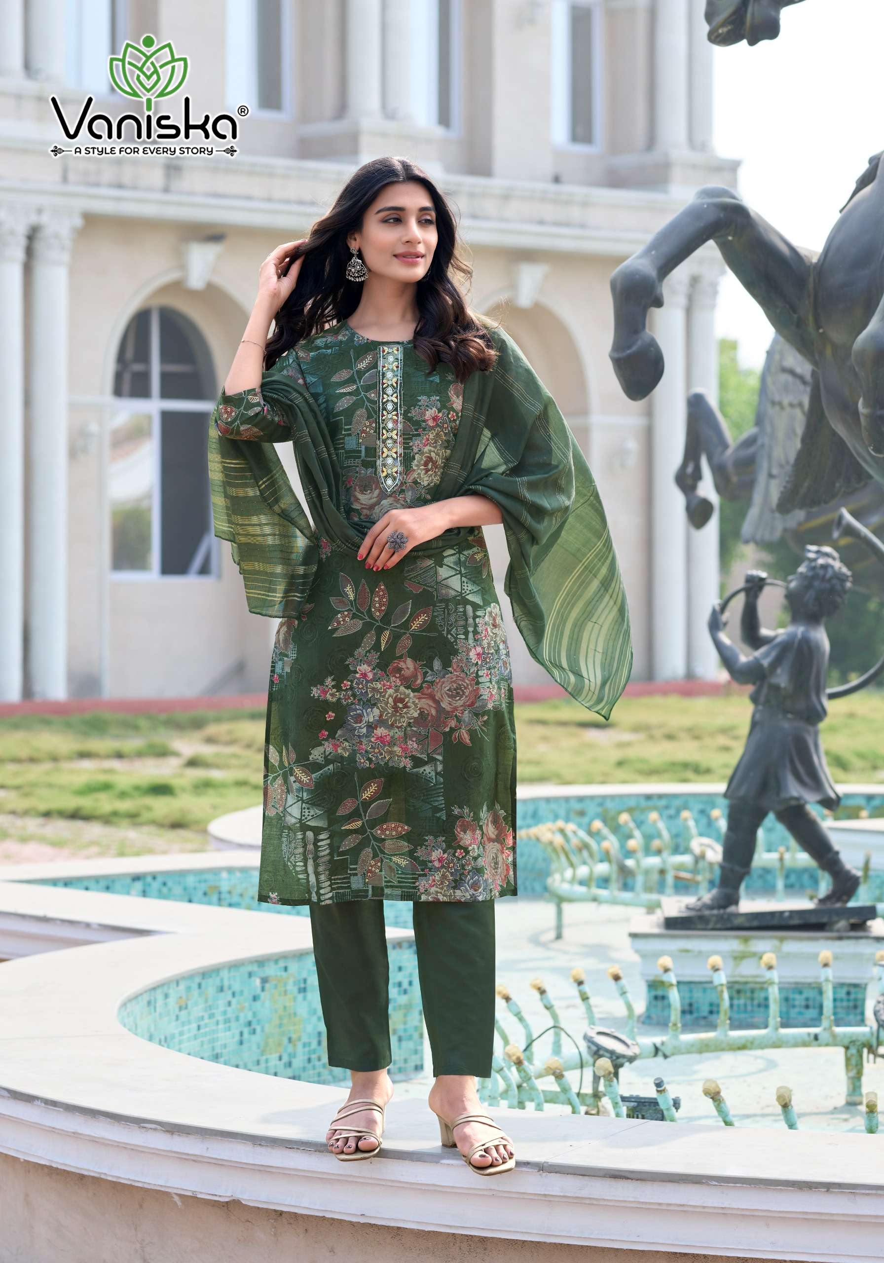 VANISKA FESTIVAL VOL 2 CHANDERI PRINT FANCY KURTI COMBO SET