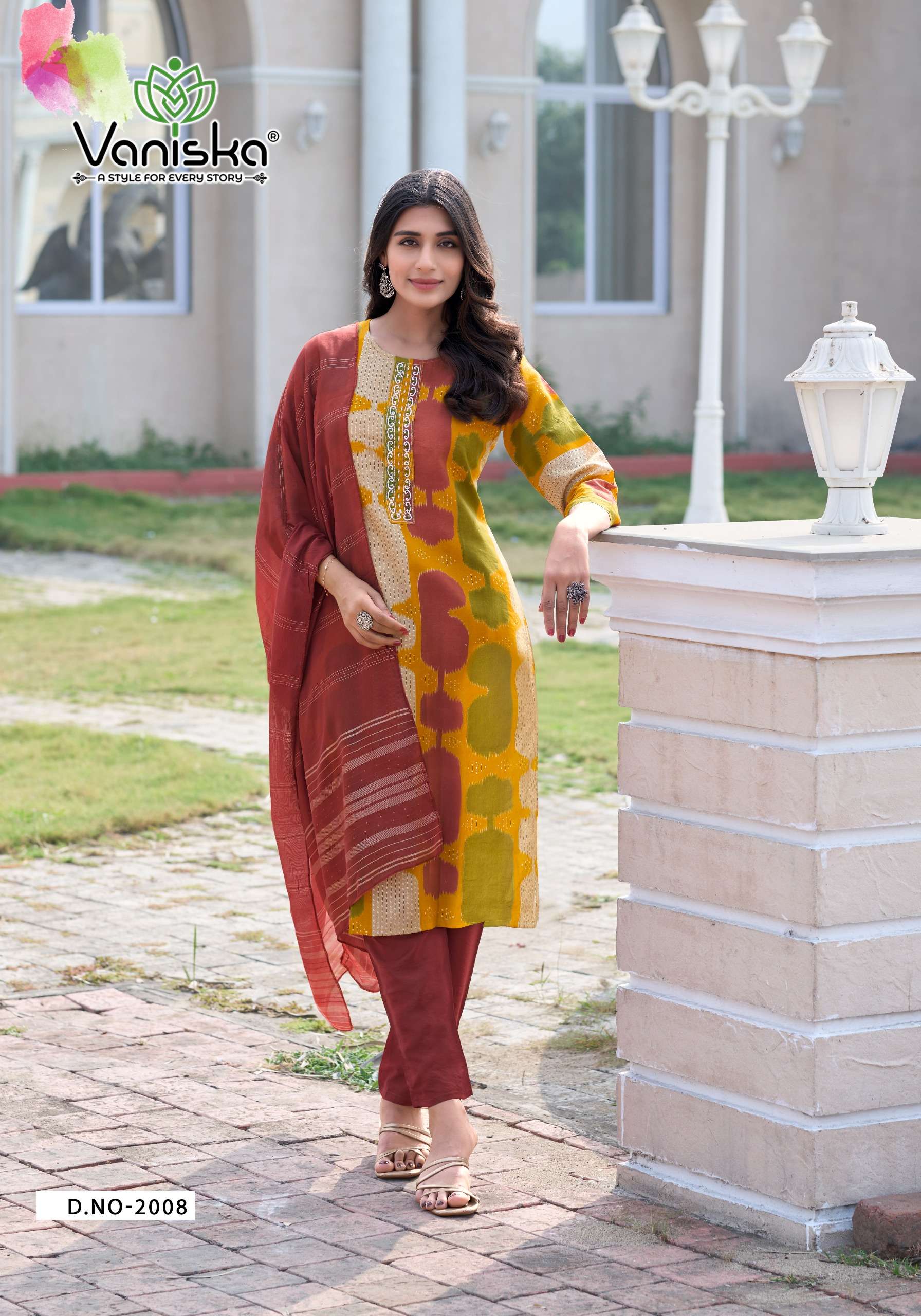 VANISKA FESTIVAL VOL 2 CHANDERI PRINT FANCY KURTI COMBO SET