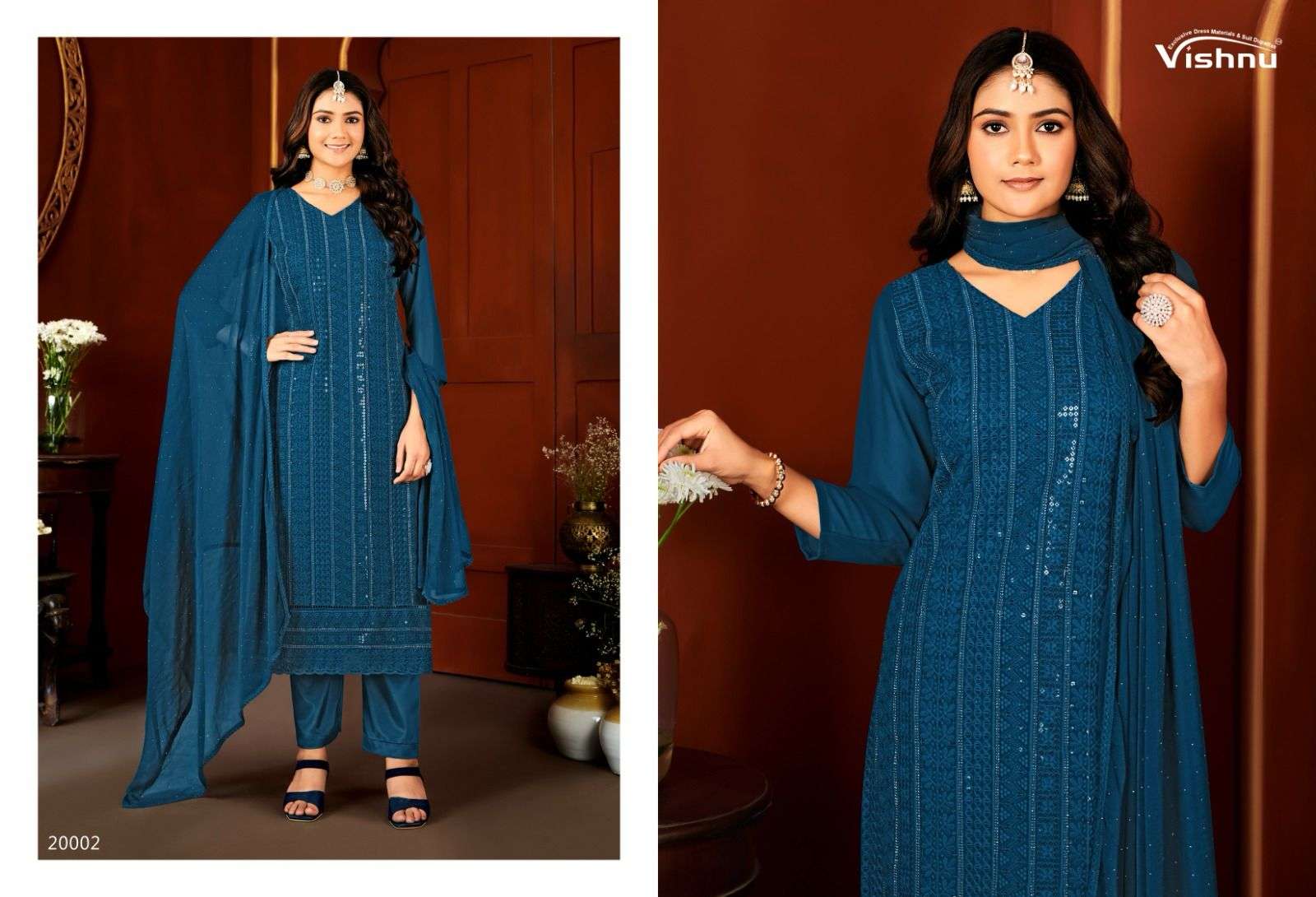 VISHNU IMPEX LUCKNOWI VOL 7 GEORGETTE SWAROVSKI WORK SUIT