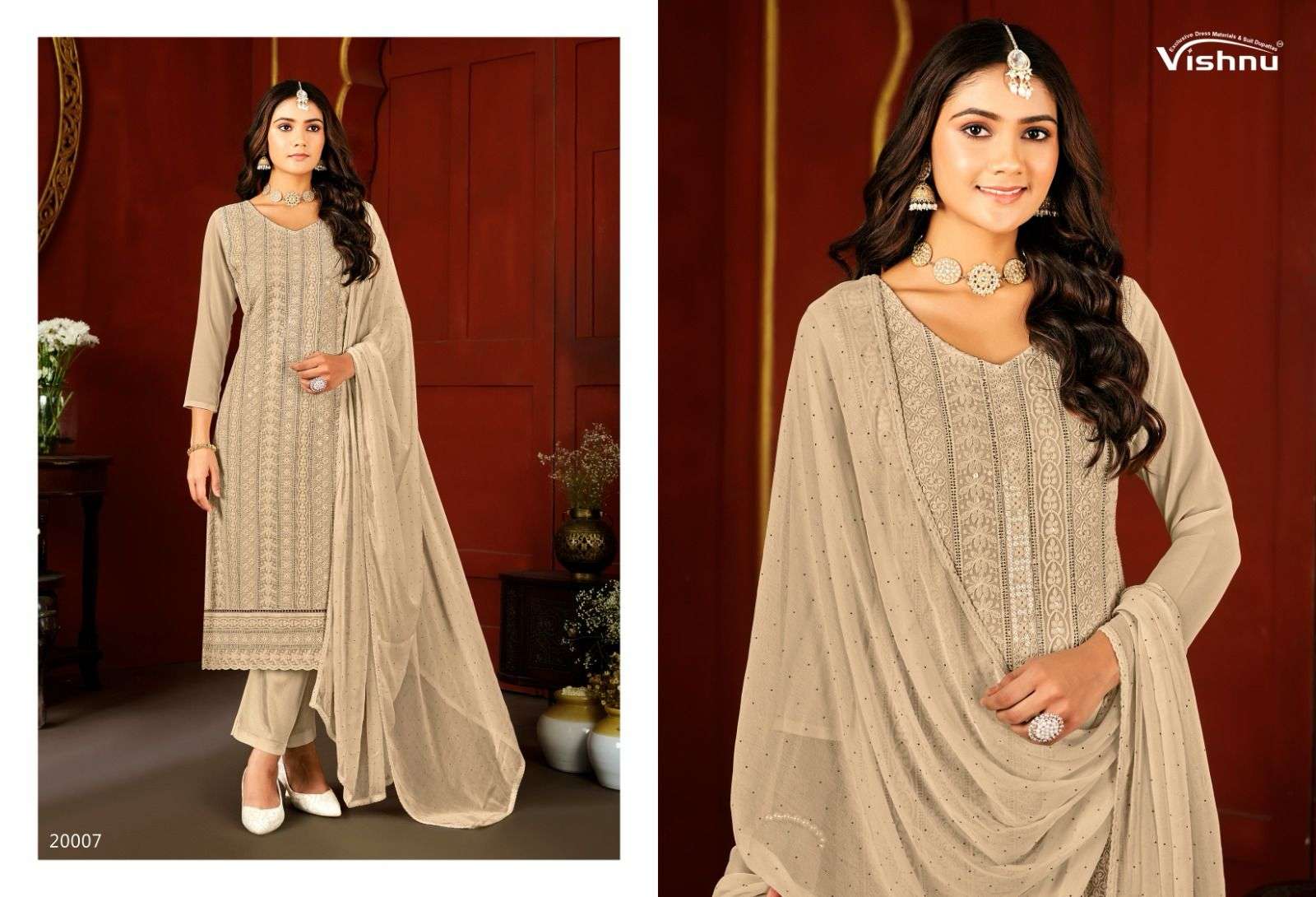 VISHNU IMPEX LUCKNOWI VOL 7 GEORGETTE SWAROVSKI WORK SUIT
