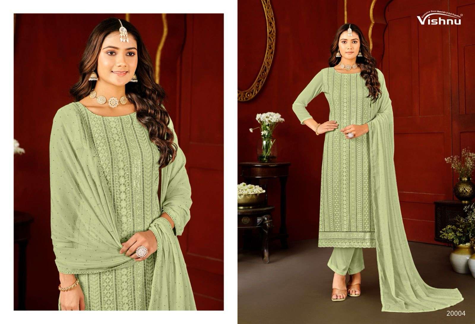 VISHNU IMPEX LUCKNOWI VOL 7 GEORGETTE SWAROVSKI WORK SUIT