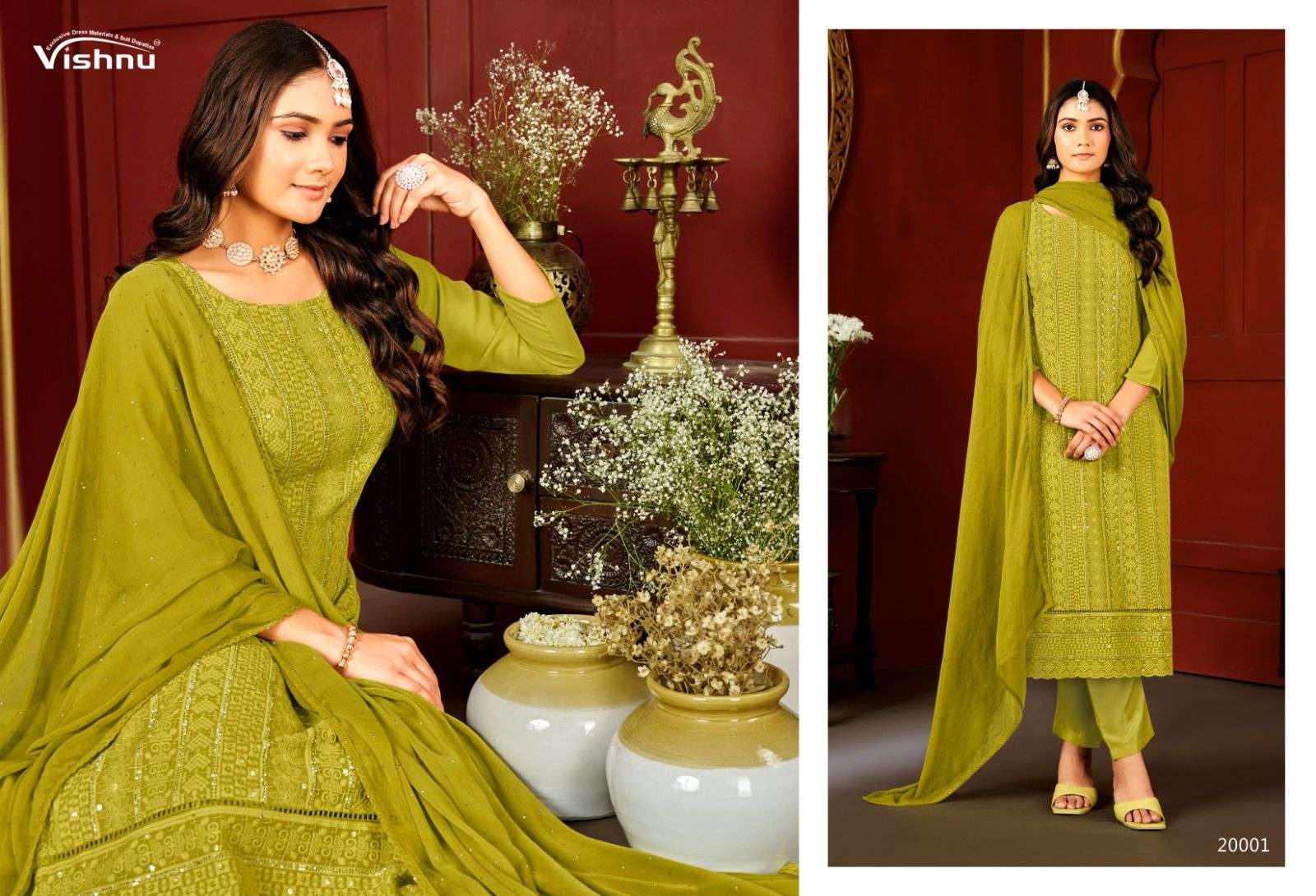 VISHNU IMPEX LUCKNOWI VOL 7 GEORGETTE SWAROVSKI WORK SUIT