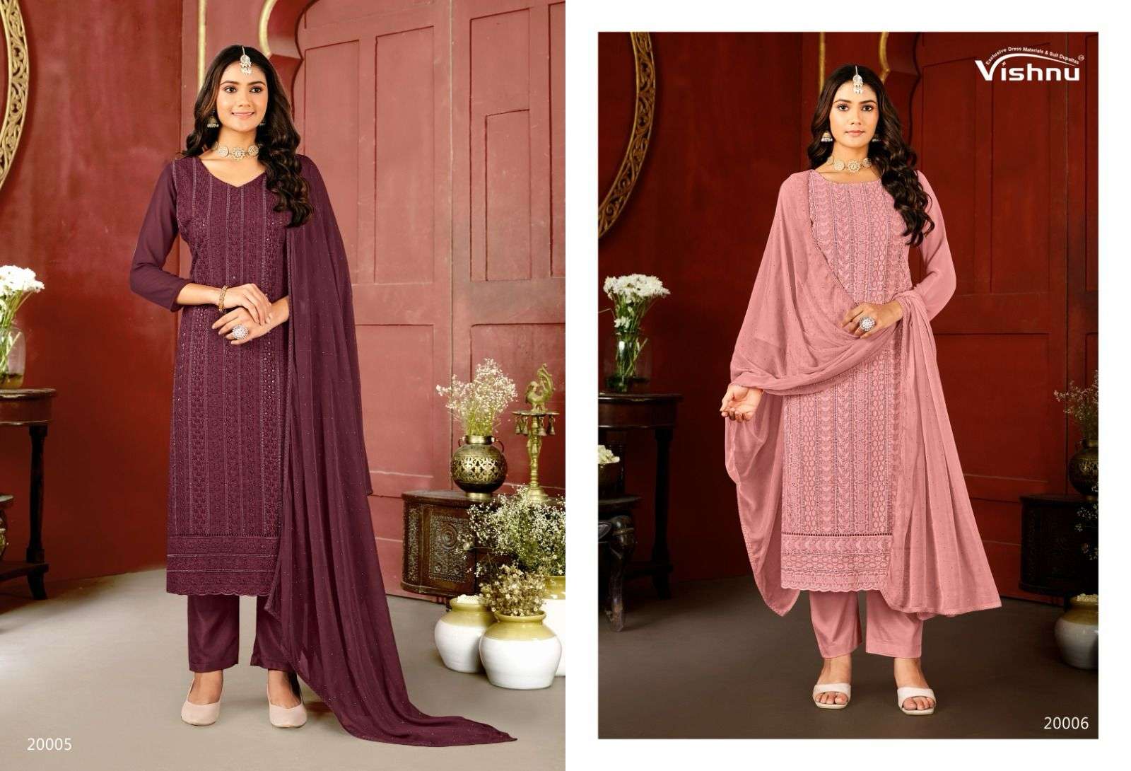 VISHNU IMPEX LUCKNOWI VOL 7 GEORGETTE SWAROVSKI WORK SUIT