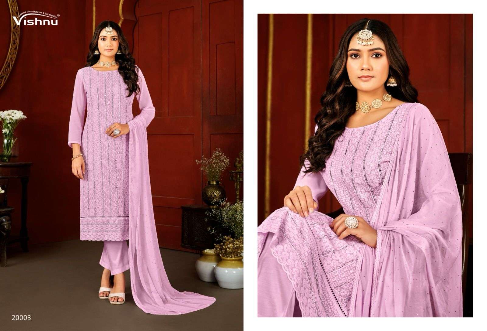 VISHNU IMPEX LUCKNOWI VOL 7 GEORGETTE SWAROVSKI WORK SUIT