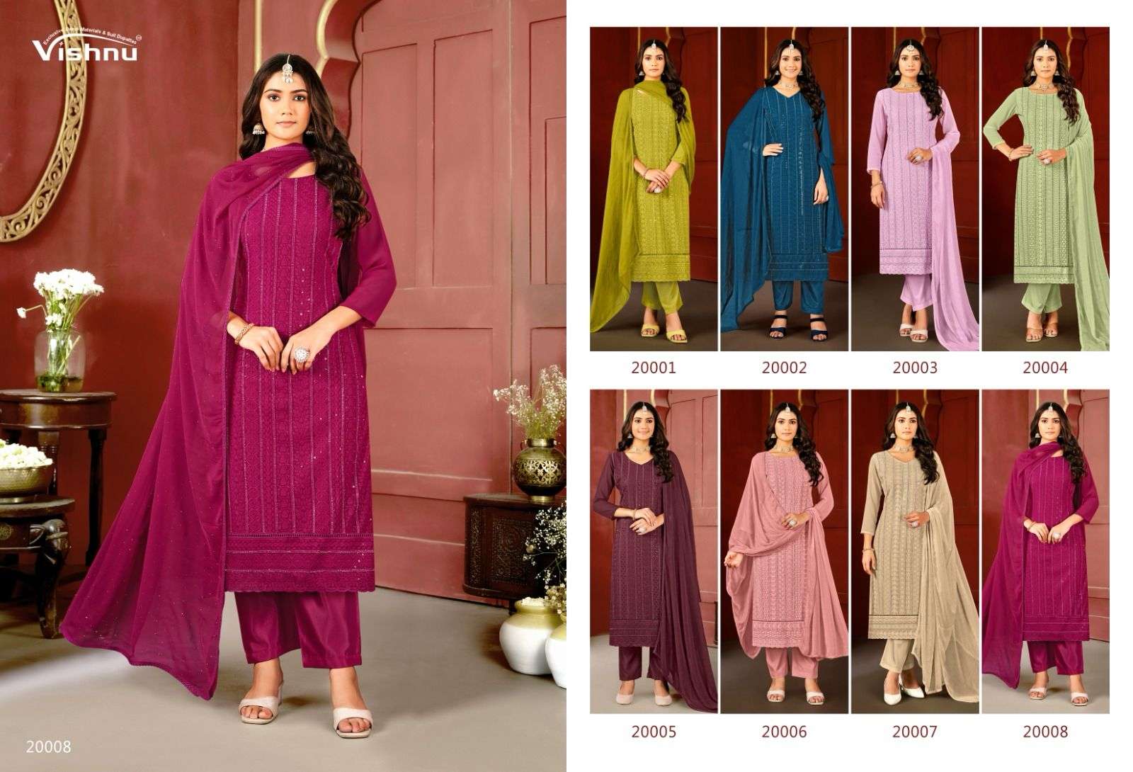VISHNU IMPEX LUCKNOWI VOL 7 GEORGETTE SWAROVSKI WORK SUIT