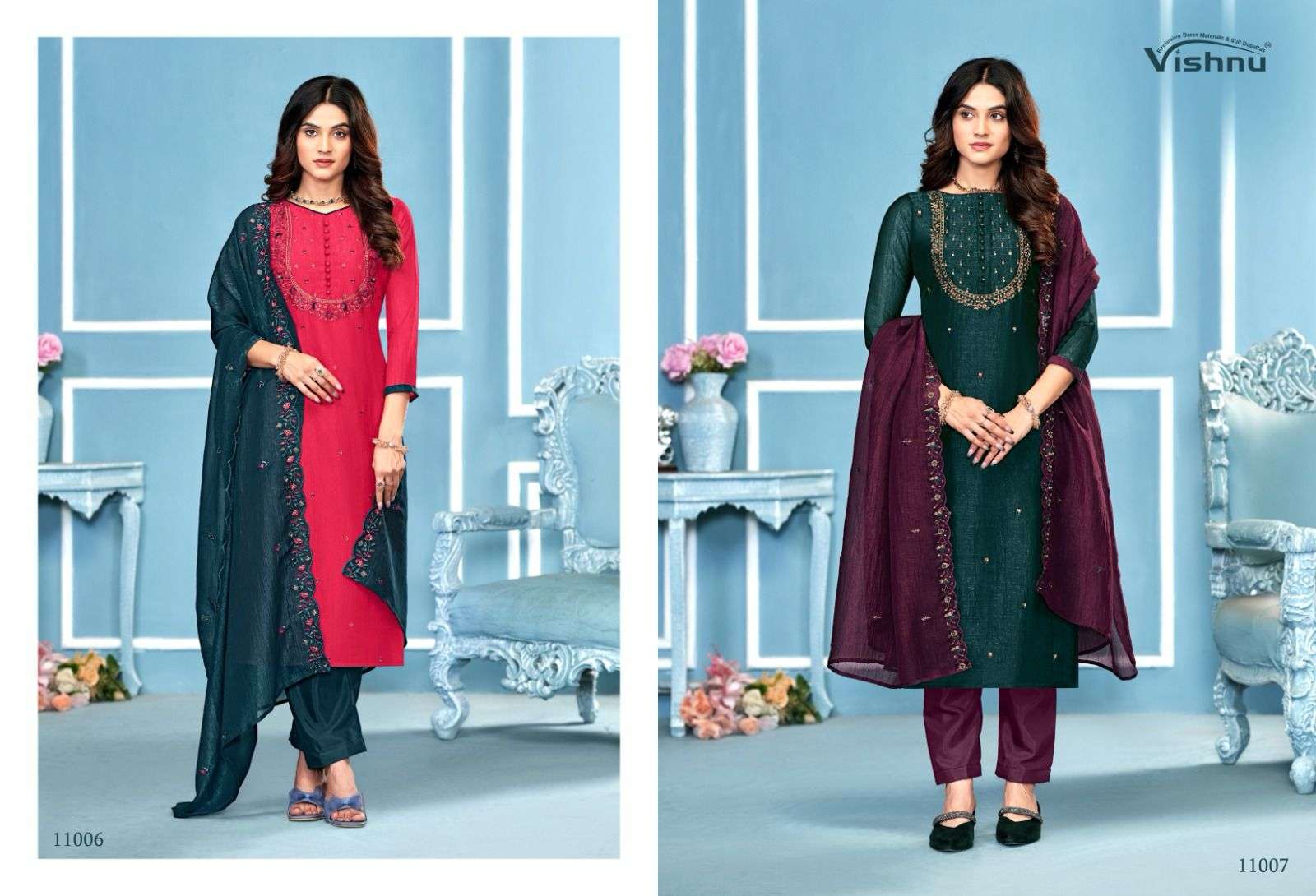 VISHNU IMPEX SAIRA SILK FANCY SWAROVSKI WORK LADIES SUIT