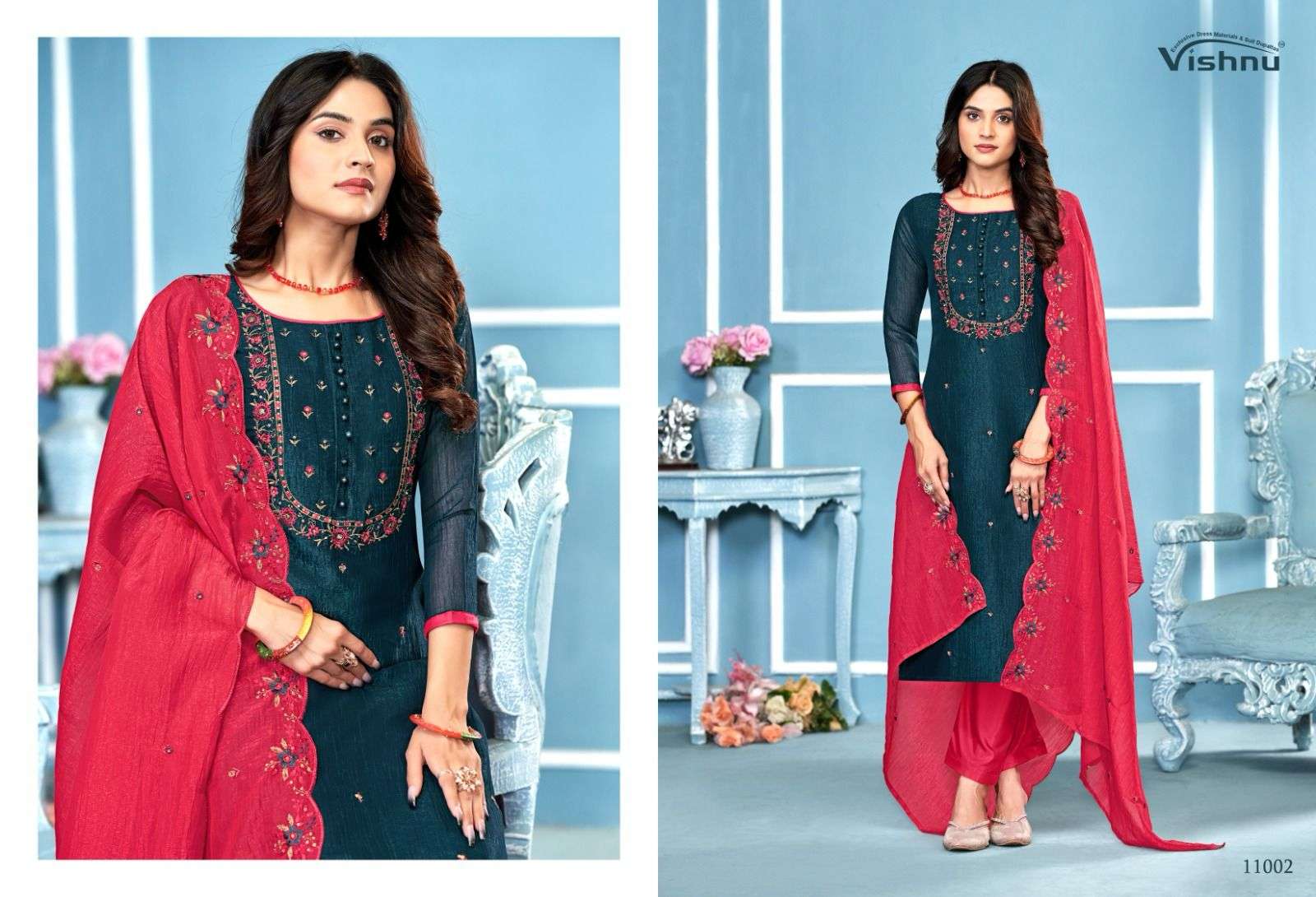 VISHNU IMPEX SAIRA SILK FANCY SWAROVSKI WORK LADIES SUIT