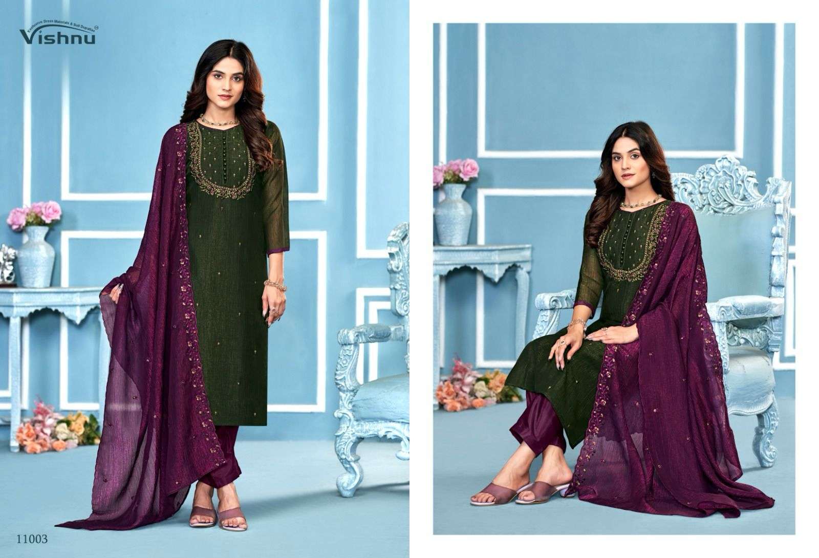 VISHNU IMPEX SAIRA SILK FANCY SWAROVSKI WORK LADIES SUIT