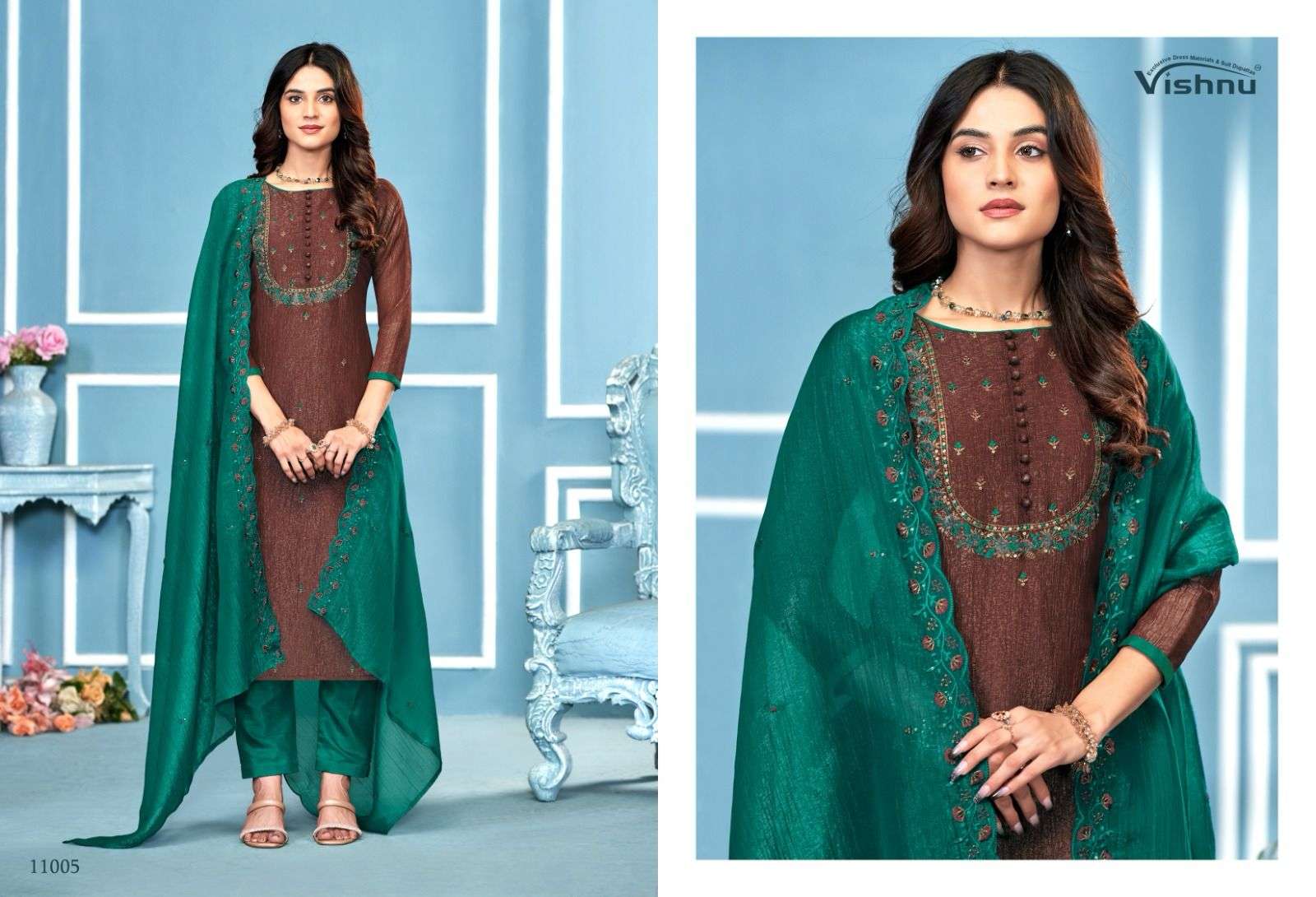 VISHNU IMPEX SAIRA SILK FANCY SWAROVSKI WORK LADIES SUIT