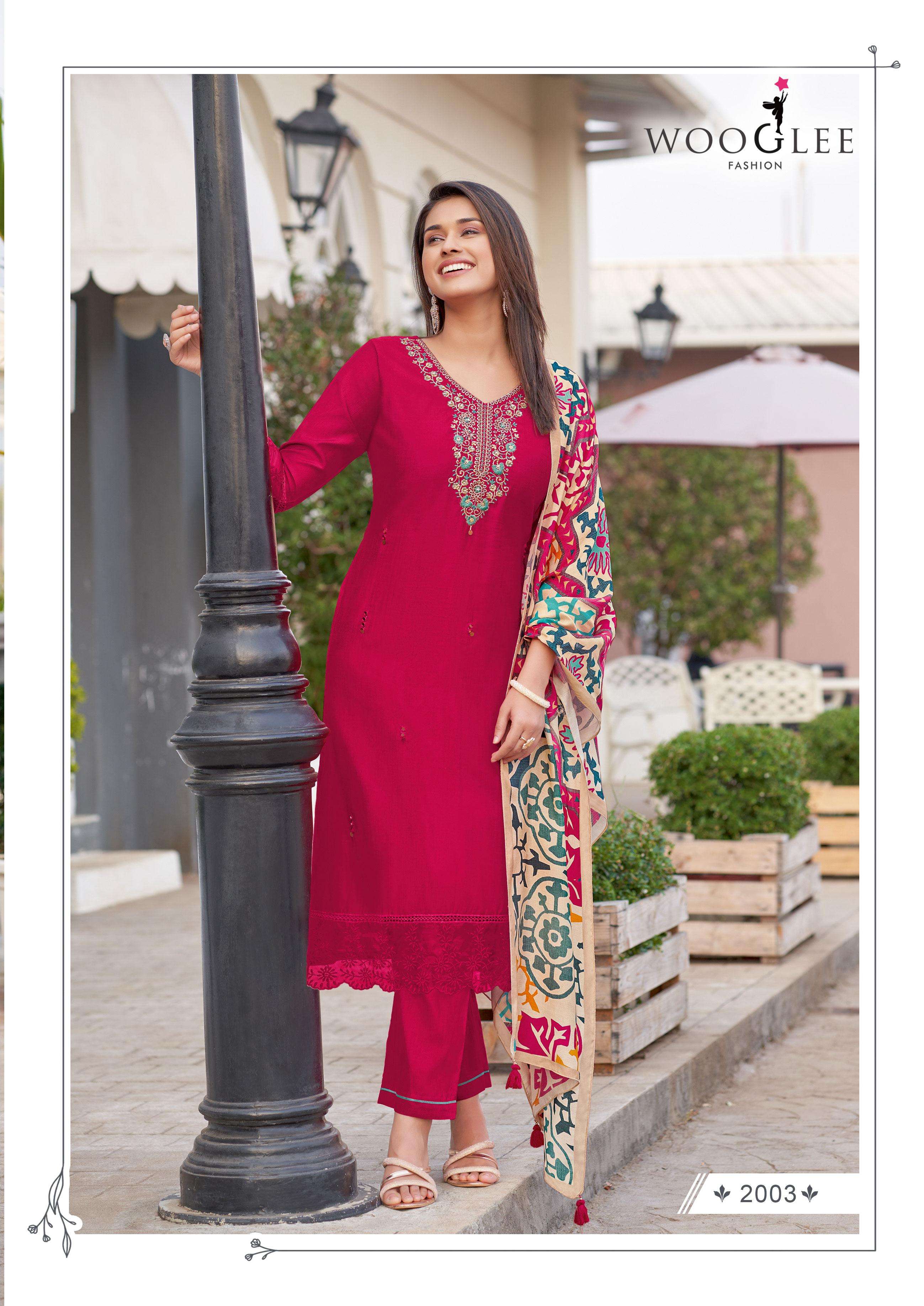 WOOGLEE EHSAAS VISCOSE FANCY HAND WORKS KURTI COMBO SET
