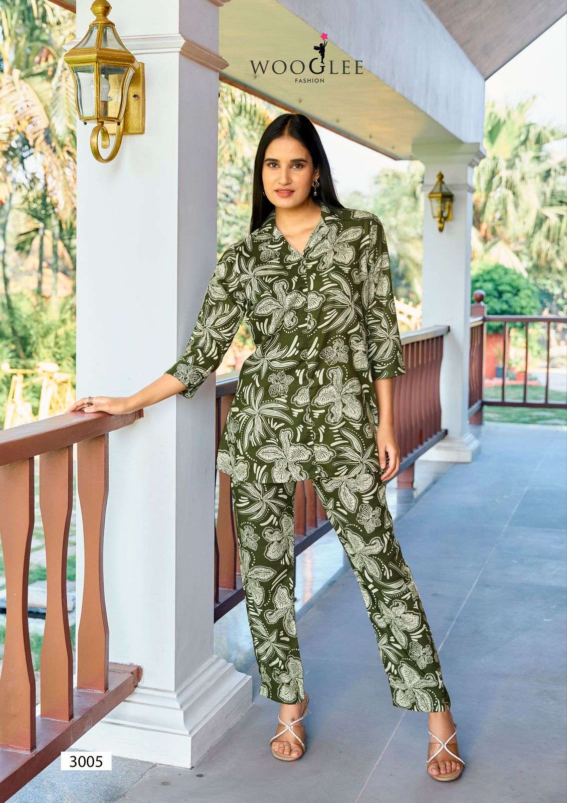 WOOGLEE ROLEX RAYON PRINT FANCY CAUSAL WEAR LADIES CO-ORD SET	