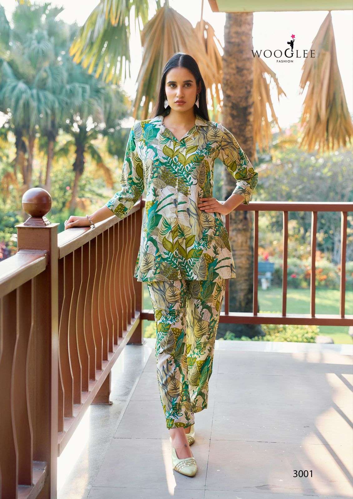 WOOGLEE ROLEX RAYON PRINT FANCY CAUSAL WEAR LADIES CO-ORD SET	