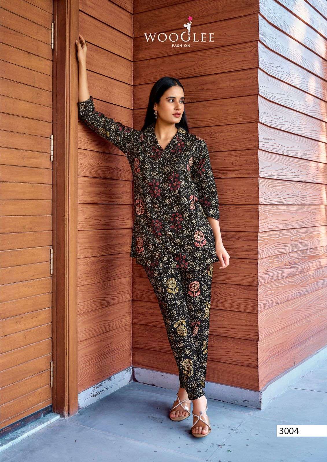 WOOGLEE ROLEX RAYON PRINT FANCY CAUSAL WEAR LADIES CO-ORD SET	