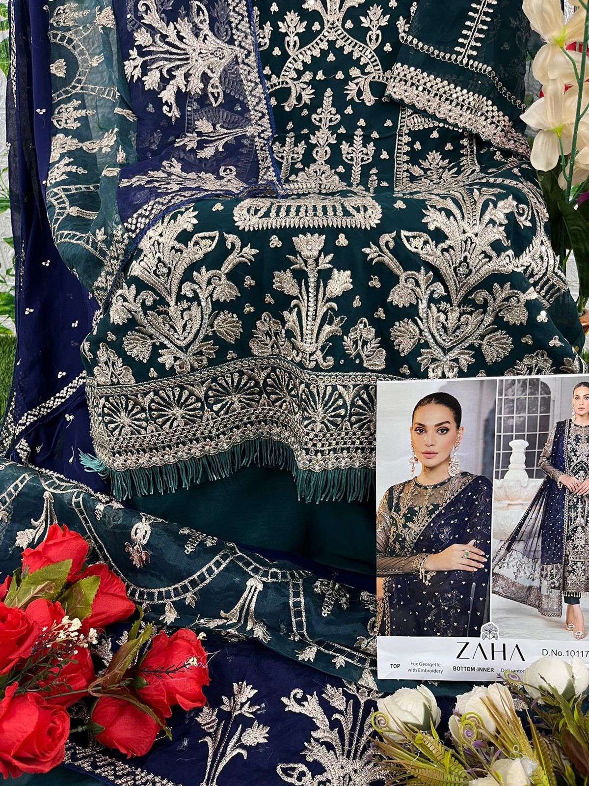 ZAHA DESIGN NO - 10017 GEORGETTE HEAVY EMBROIDERED PAKISTANI SALWAR SUIT