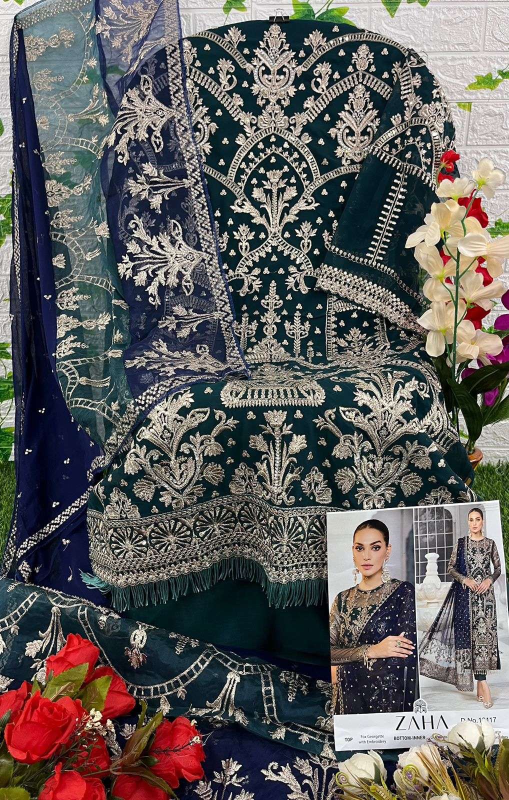 ZAHA DESIGN NO - 10017 GEORGETTE HEAVY EMBROIDERED PAKISTANI SALWAR SUIT