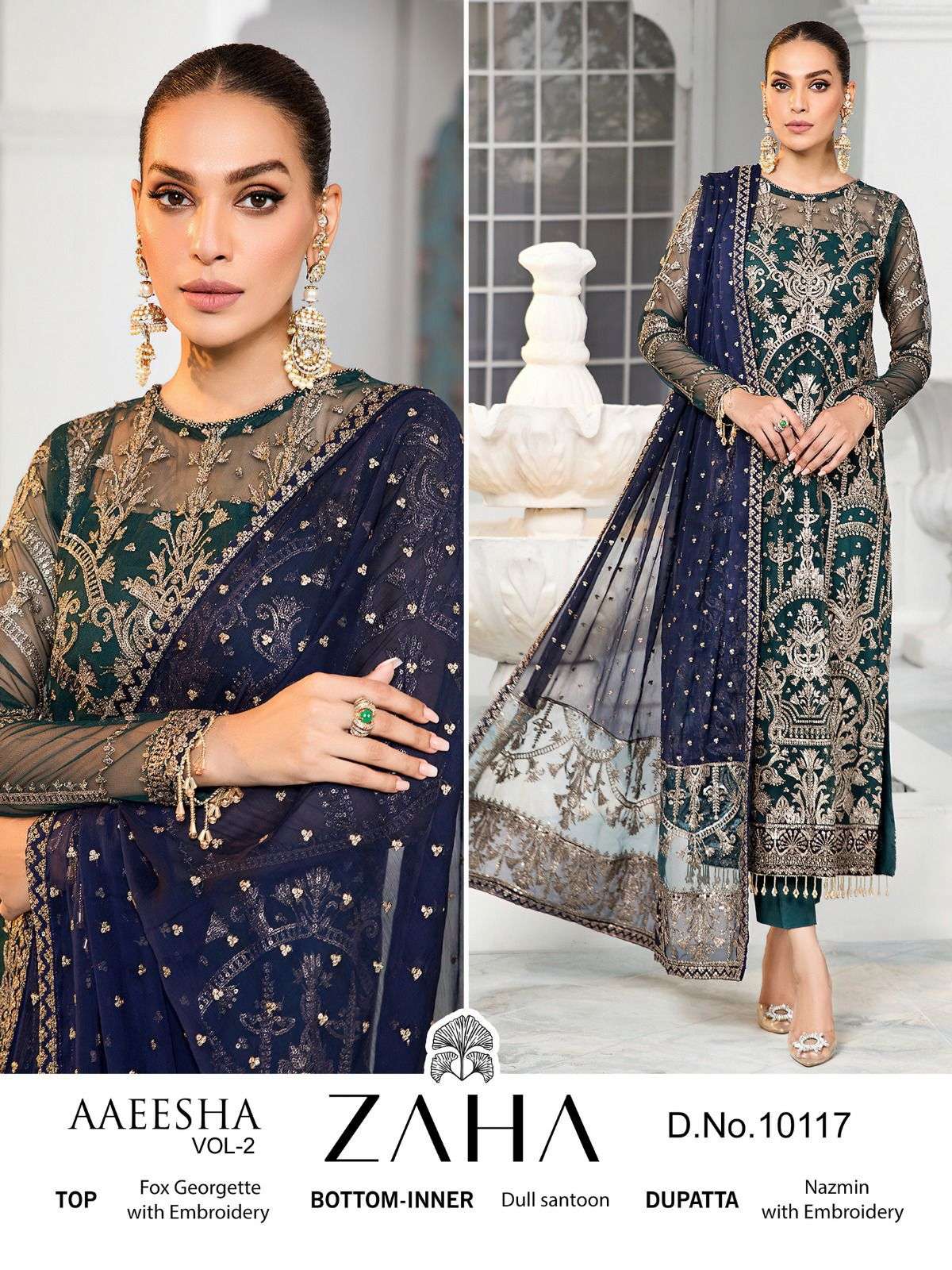 ZAHA DESIGN NO - 10017 GEORGETTE HEAVY EMBROIDERED PAKISTANI SALWAR SUIT