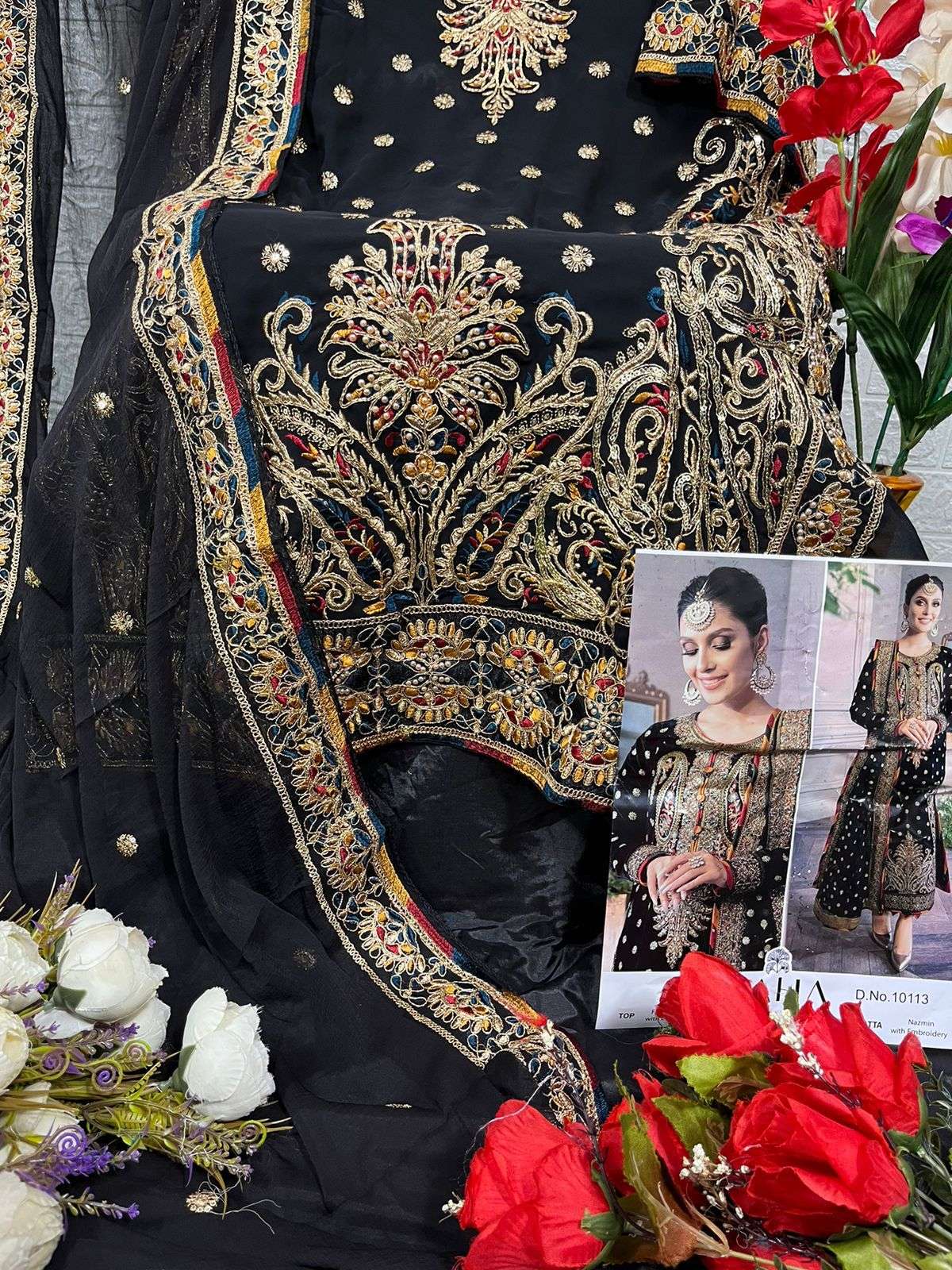 ZAHA DESIGN NO - 10113 GEORGETTE HEAVY EMBROIDERED PAKISTANI SALWAR SUIT