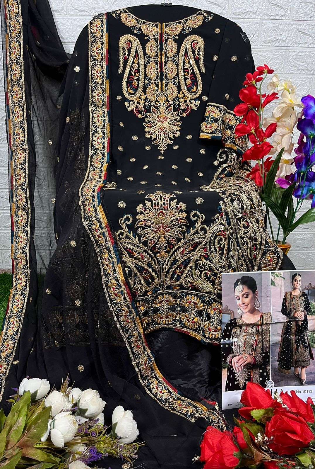ZAHA DESIGN NO - 10113 GEORGETTE HEAVY EMBROIDERED PAKISTANI SALWAR SUIT