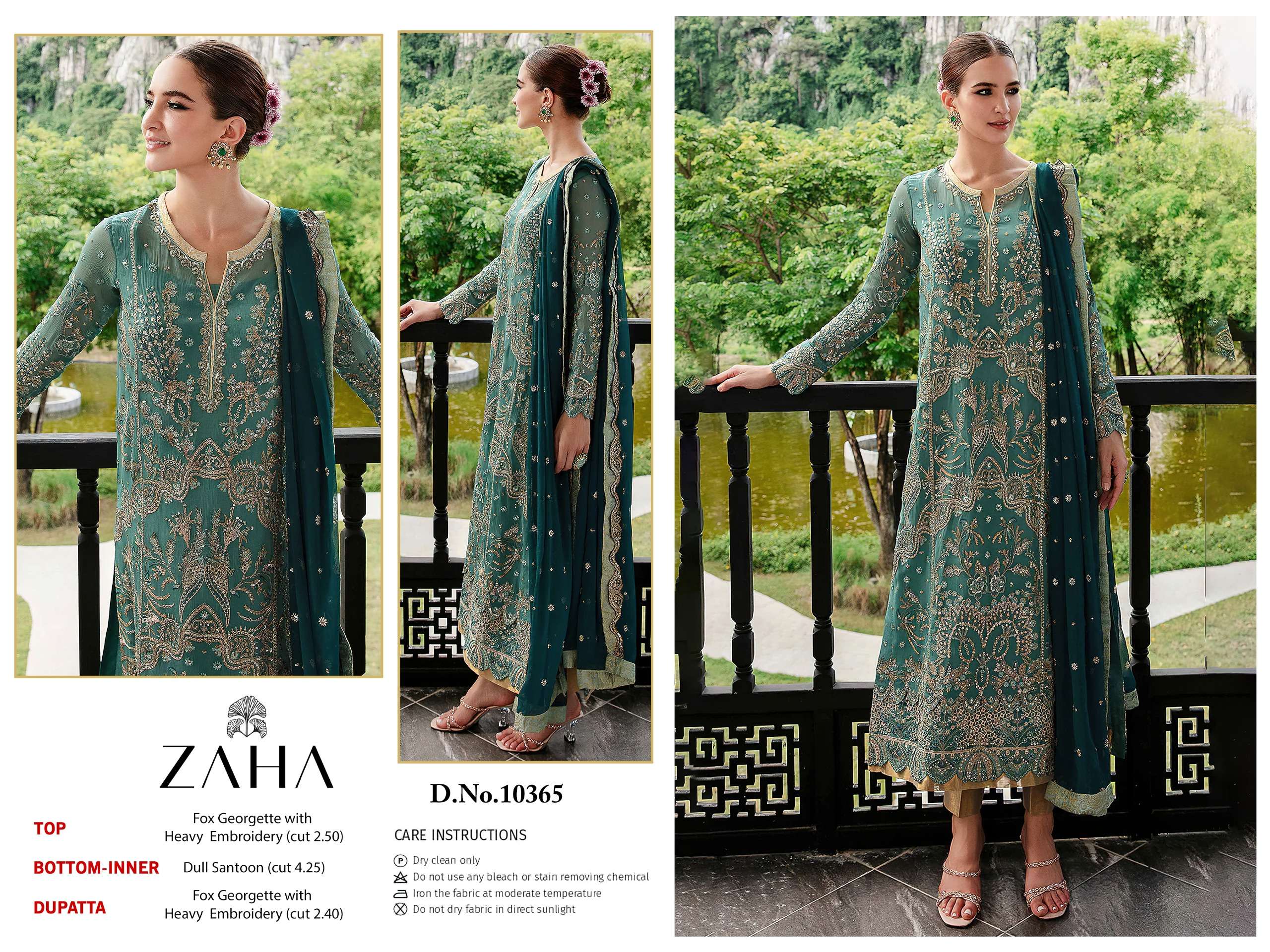 ZAHA DESIGN NO - 10365 GEORGETTE HEAVY EMBROIDERED PARTY WEAR PAKISTANI SUIT