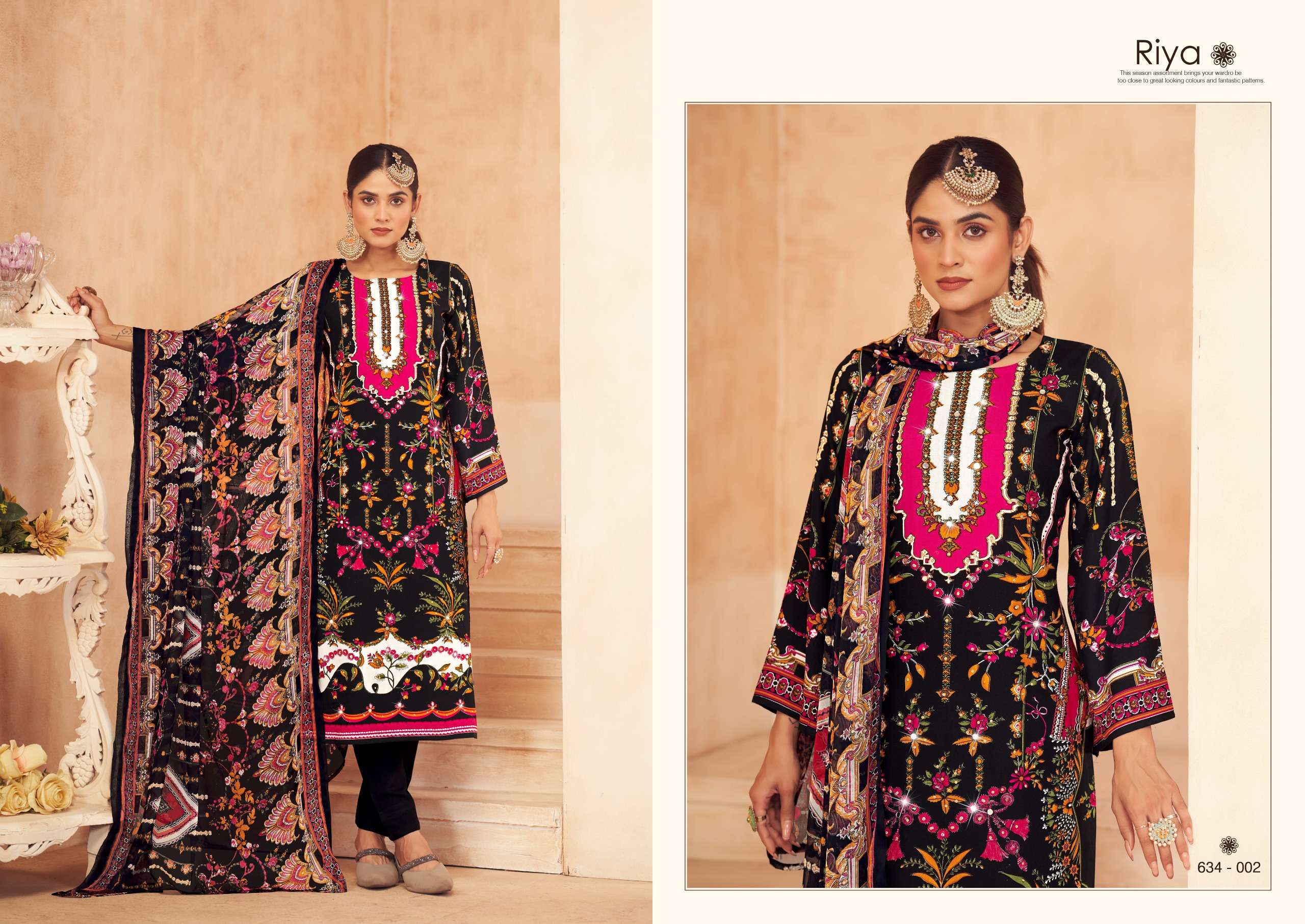 ZULFAT DESIGNER SUITS RIYA VISCOSE PRINT WITH FANCY HAND WORK SUIT