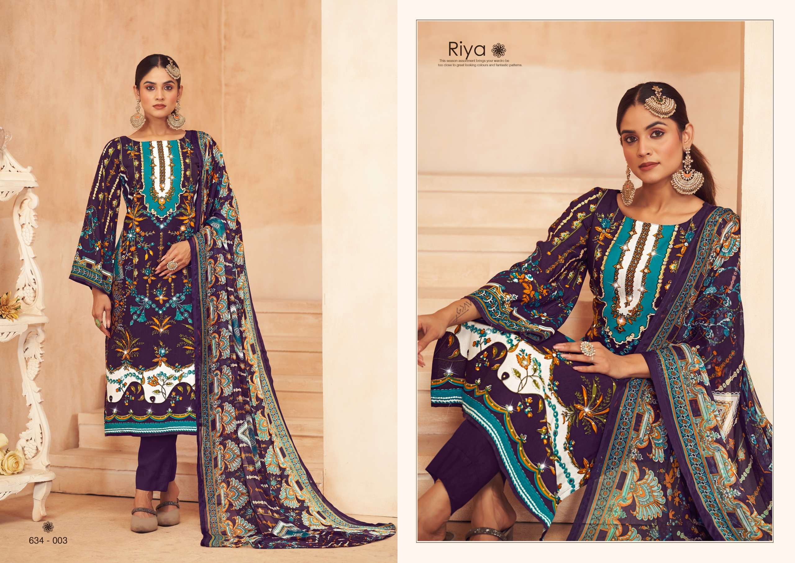 ZULFAT DESIGNER SUITS RIYA VISCOSE PRINT WITH FANCY HAND WORK SUIT