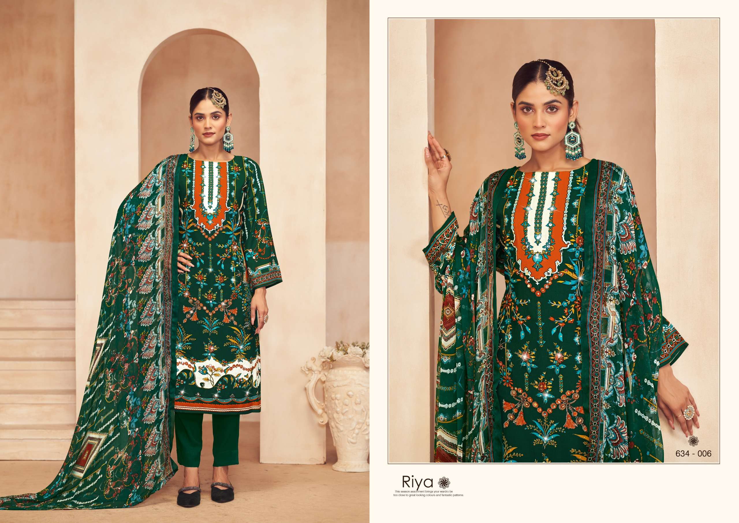 ZULFAT DESIGNER SUITS RIYA VISCOSE PRINT WITH FANCY HAND WORK SUIT