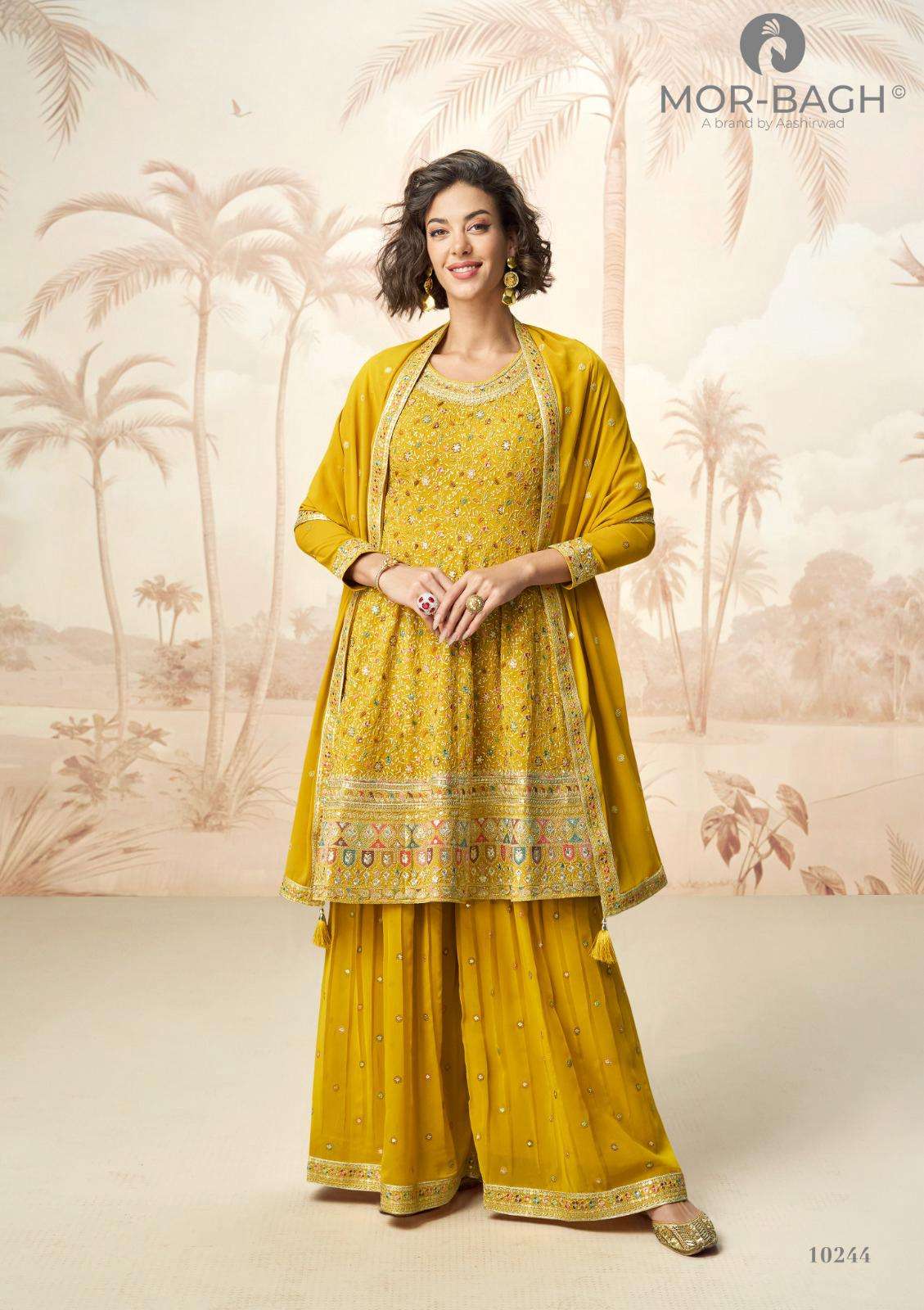 AASHIRWAD CREATION APURVA GEORGETTE HEAVY DESIGNER PARTY WEAR SUIT