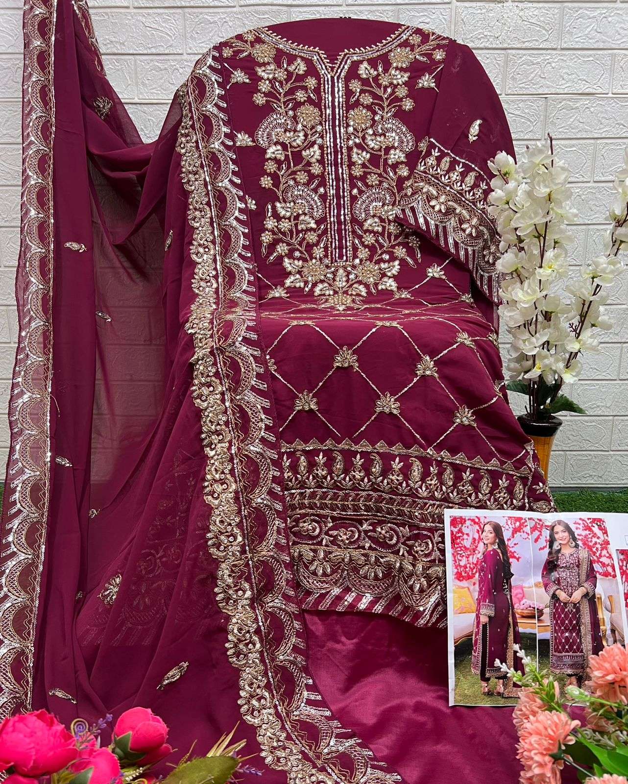 AL KHUSHBU DESIGN NO - 6026 GEORGETTE HEAVY EMBROIDERED PAKISTANI SALWAR SUIT