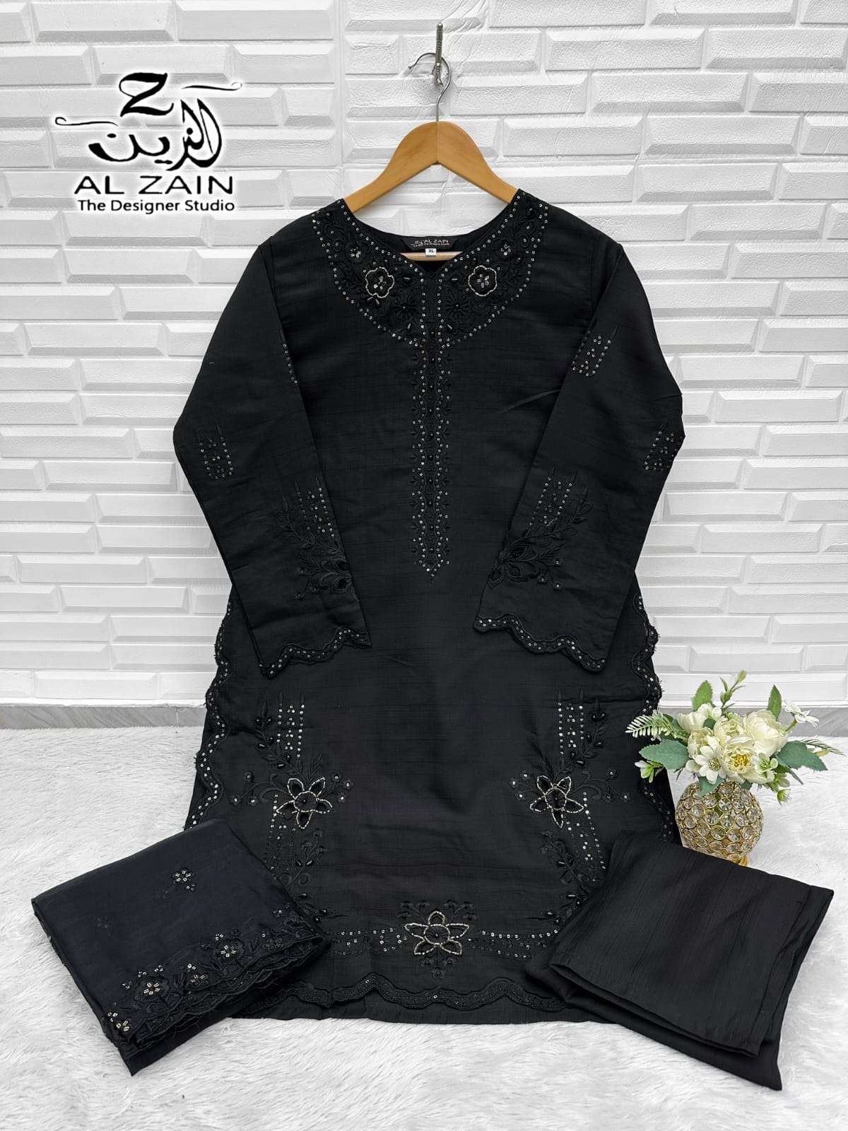 AL ZAIN D NO 272736 VISCOSE EMBROIDERY DESIGNER READY MADE SUIT