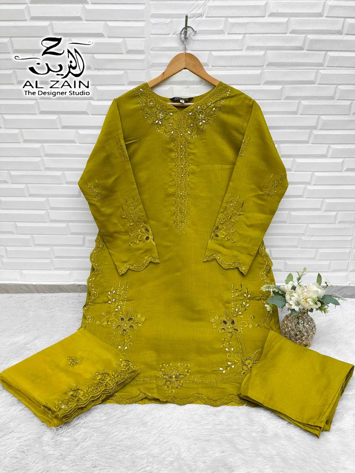 AL ZAIN D NO 272736 VISCOSE EMBROIDERY DESIGNER READY MADE SUIT