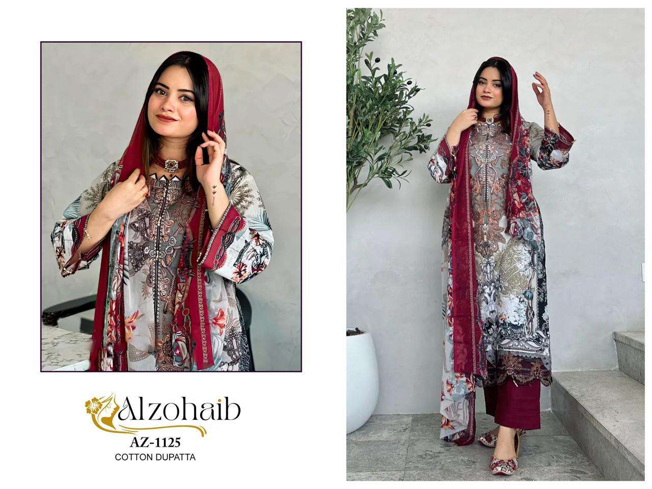 AL ZOHAIB D NO 1125 COTTON PRINT WITH PATCH EMBROIDERY WORK SALWAR KAMEEZ 