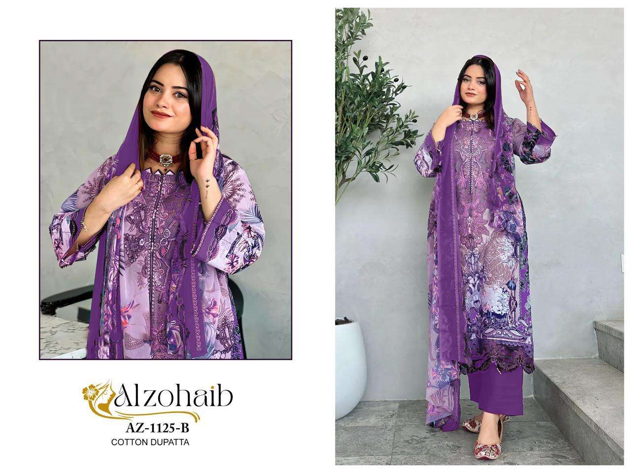 AL ZOHAIB D NO 1125 COTTON PRINT WITH PATCH EMBROIDERY WORK SALWAR KAMEEZ 