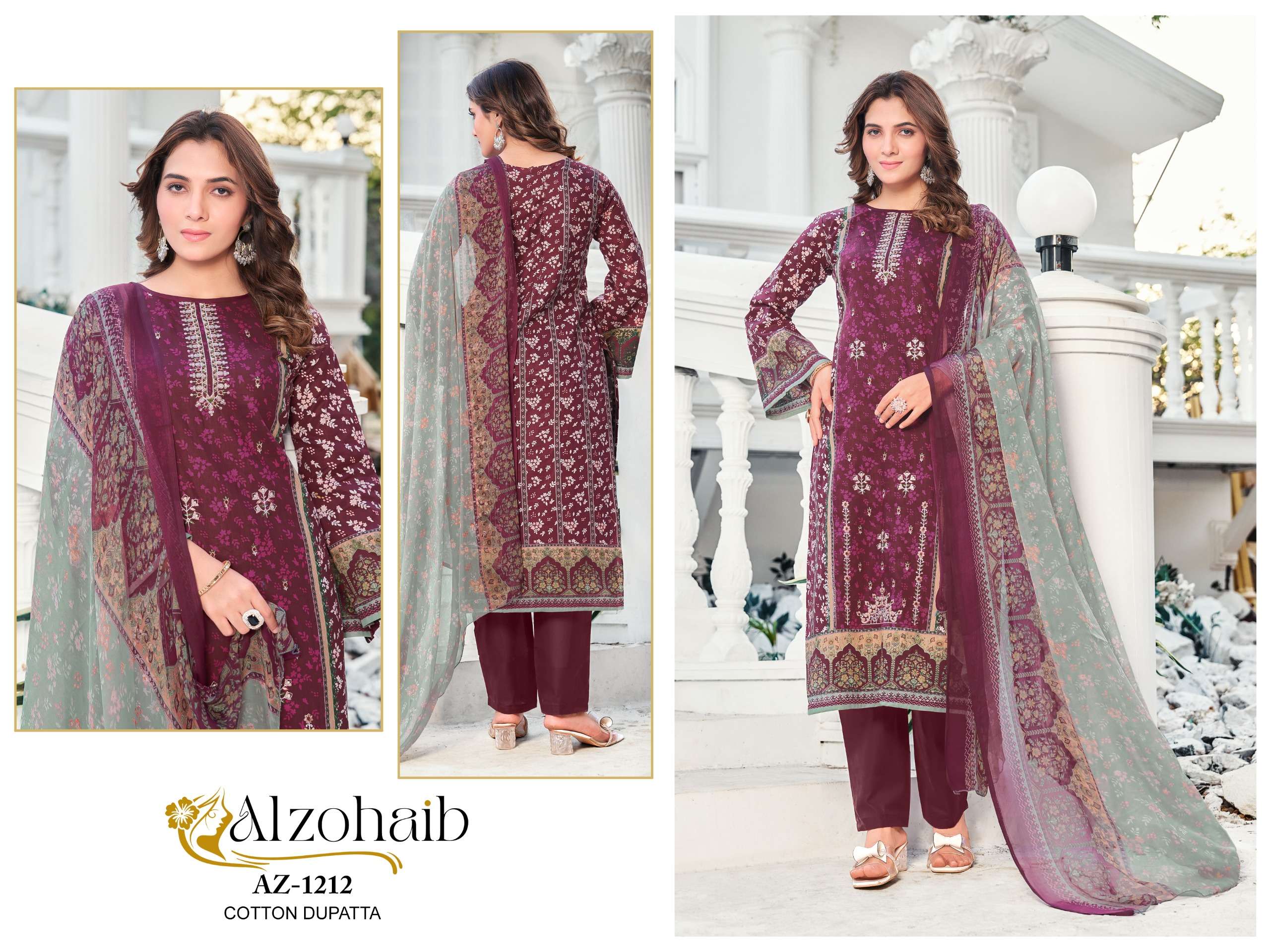 AL ZOHAIB NOOR VOL 1 COTTON FANCY EMBROIDERY SALWAR KAMEEZ 