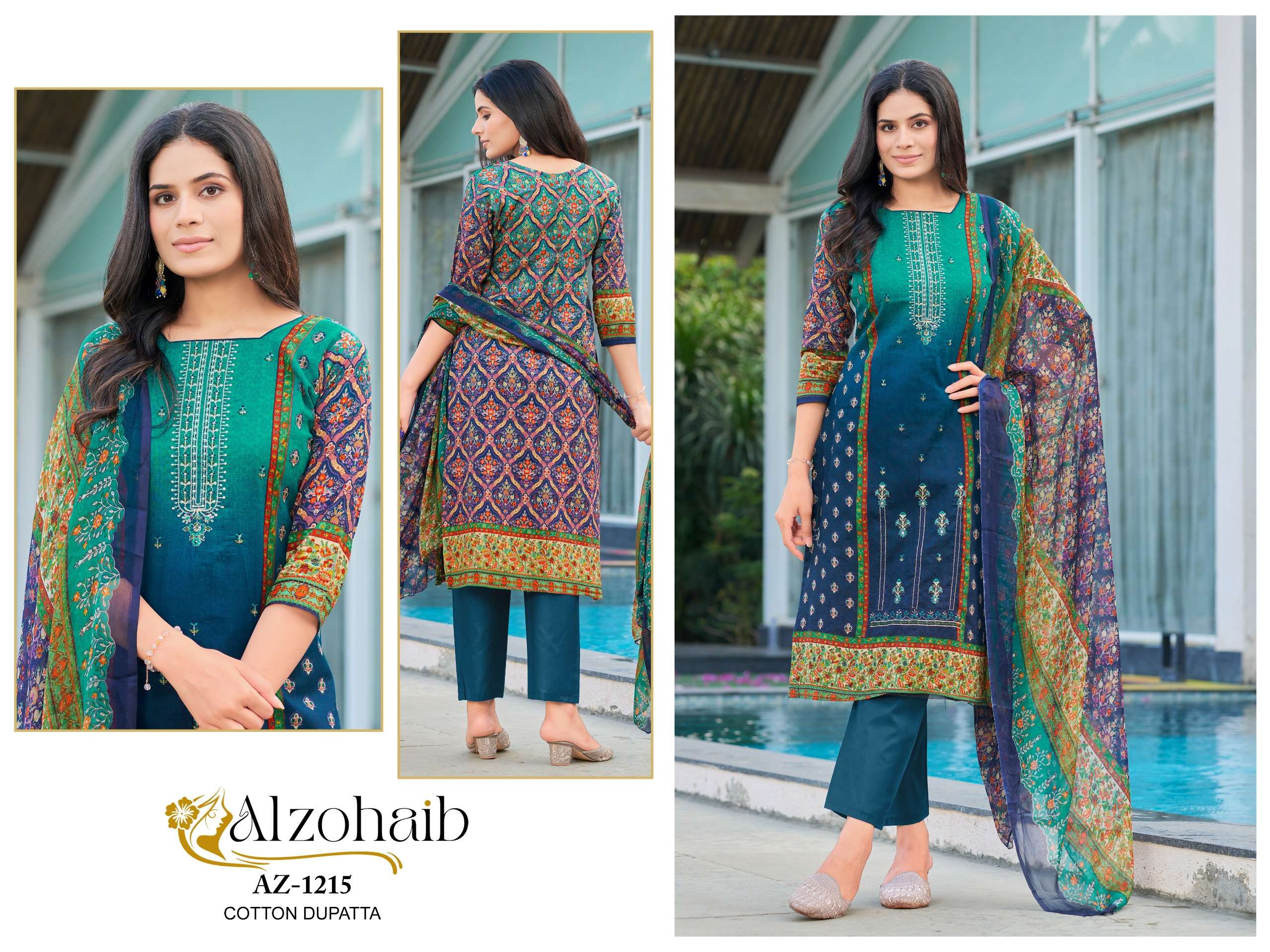 AL ZOHAIB NOOR VOL 1 COTTON FANCY EMBROIDERY SALWAR KAMEEZ 