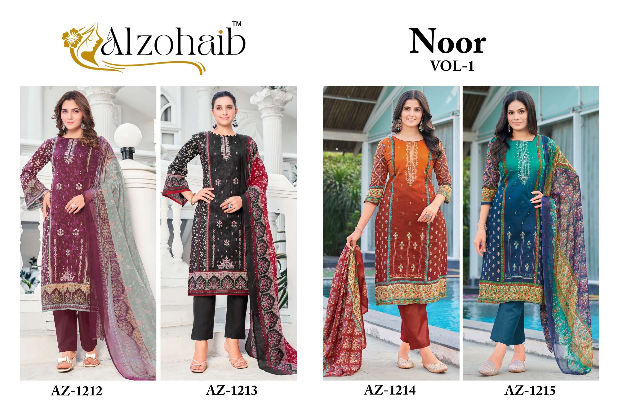 AL ZOHAIB NOOR VOL 1 COTTON FANCY EMBROIDERY SALWAR KAMEEZ 