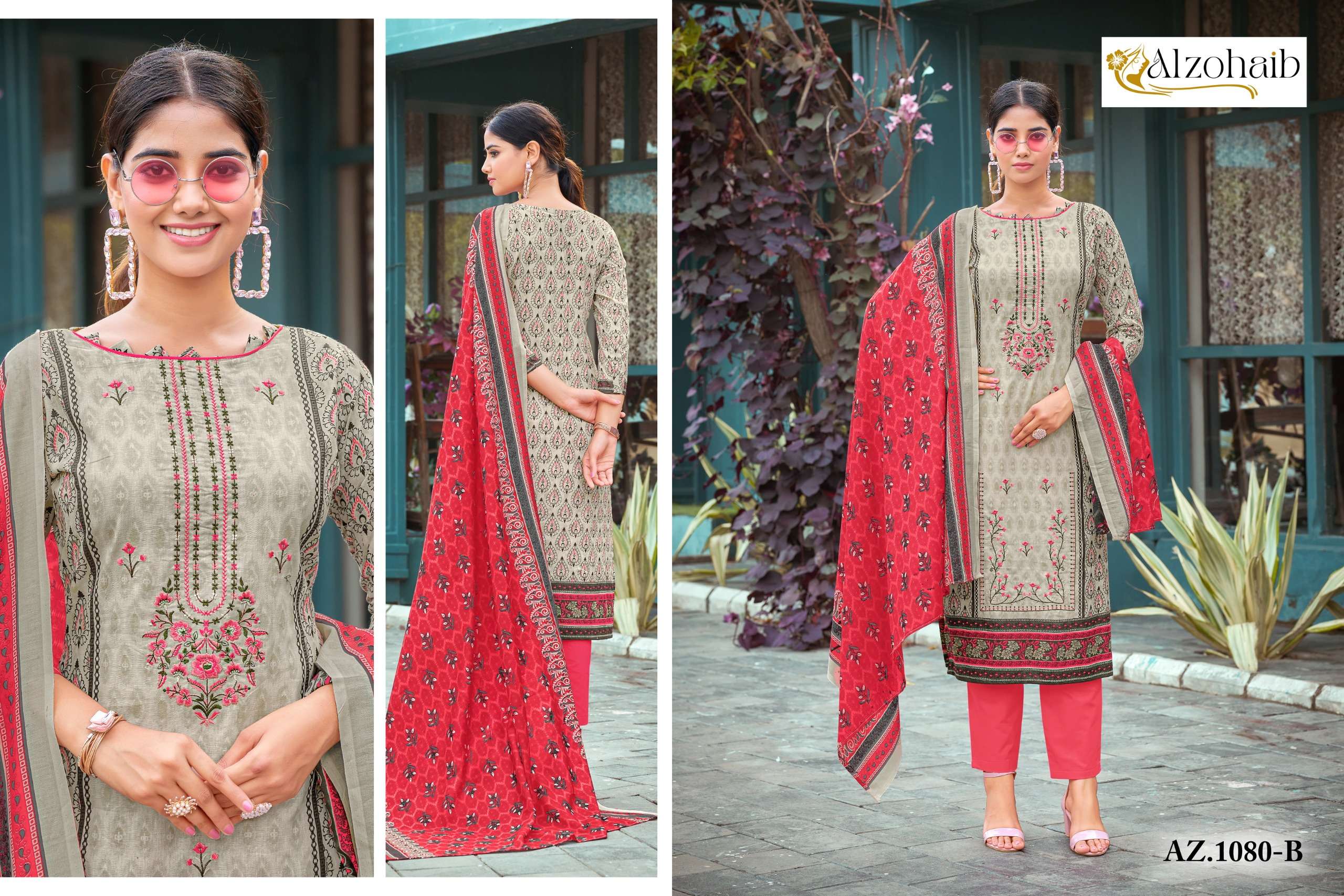 AL ZOHAIB SARRA VOL 1 COTTON PRINT WITH FANCY EMBROIDERY WORK SUIT