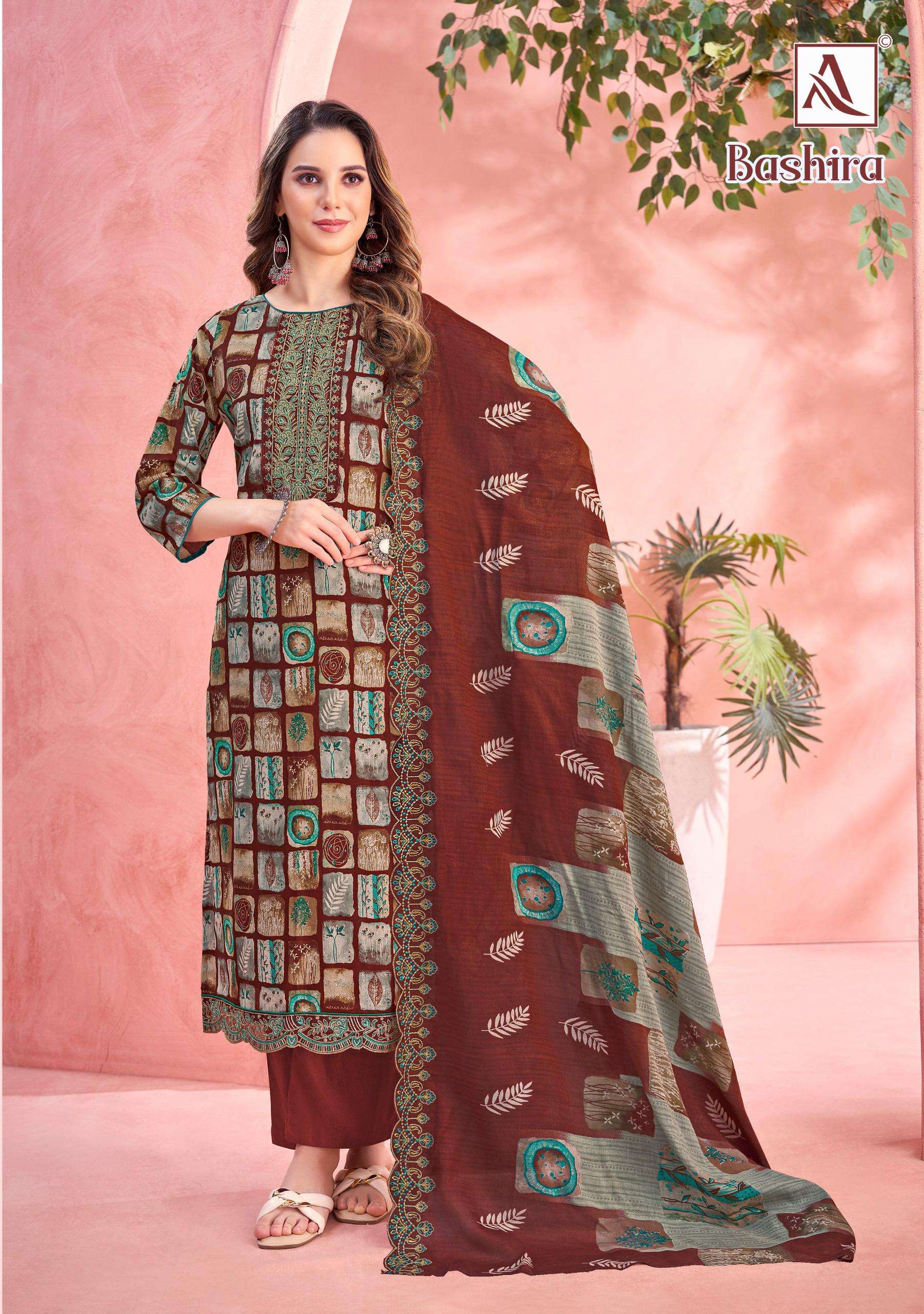ALOK SUITS BASHIRA CAMBRIC COTTON PRINT WITH FANCY WORK SUIT