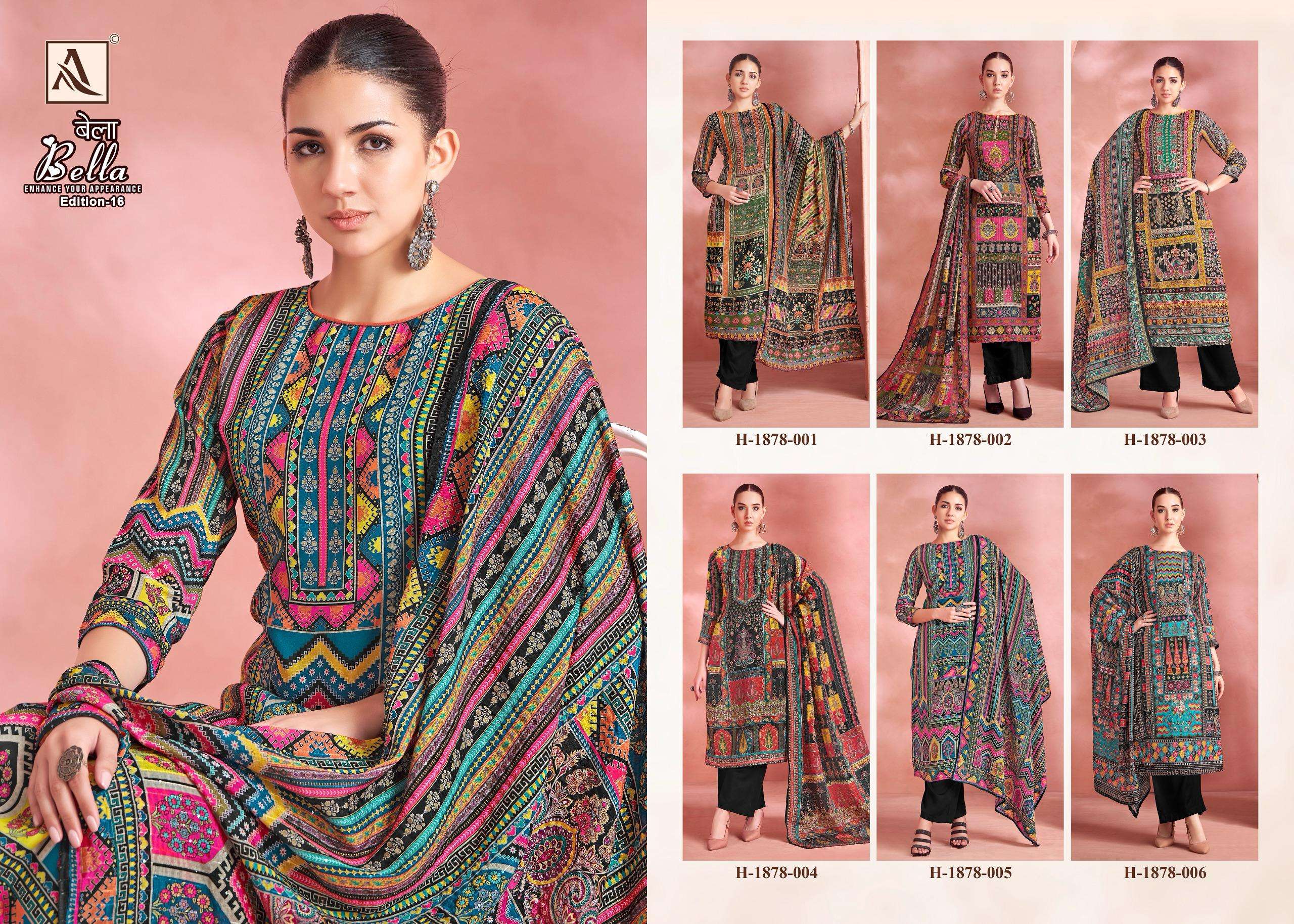 ALOK SUITS BELLA VOL 16 MUSLIN DESIGNER PRINT WITH WORK SUIT