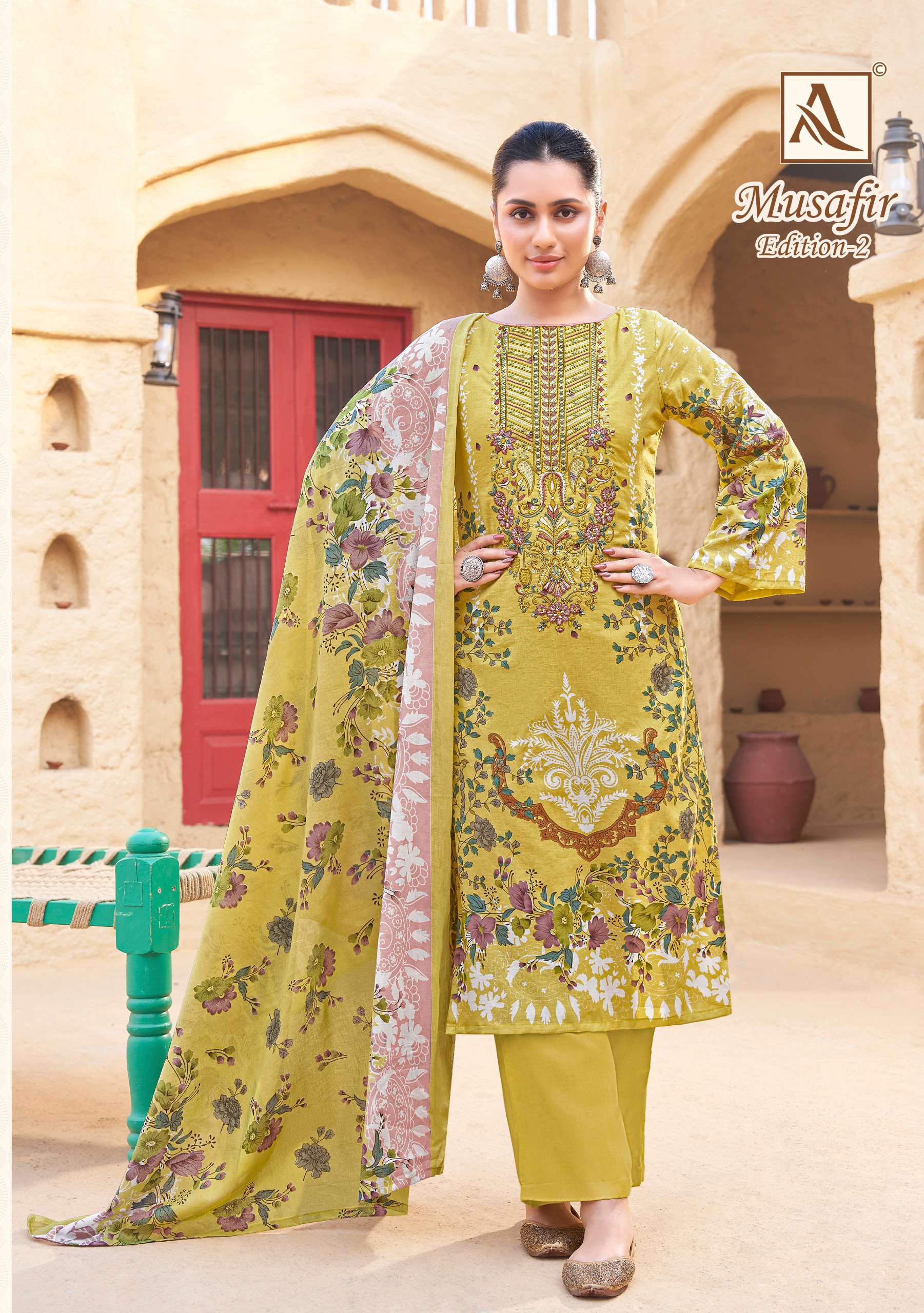 ALOK SUITS MUSAFIR EDITION 2 COTTON PAKISTANI PRINT WITH WORK SUIT