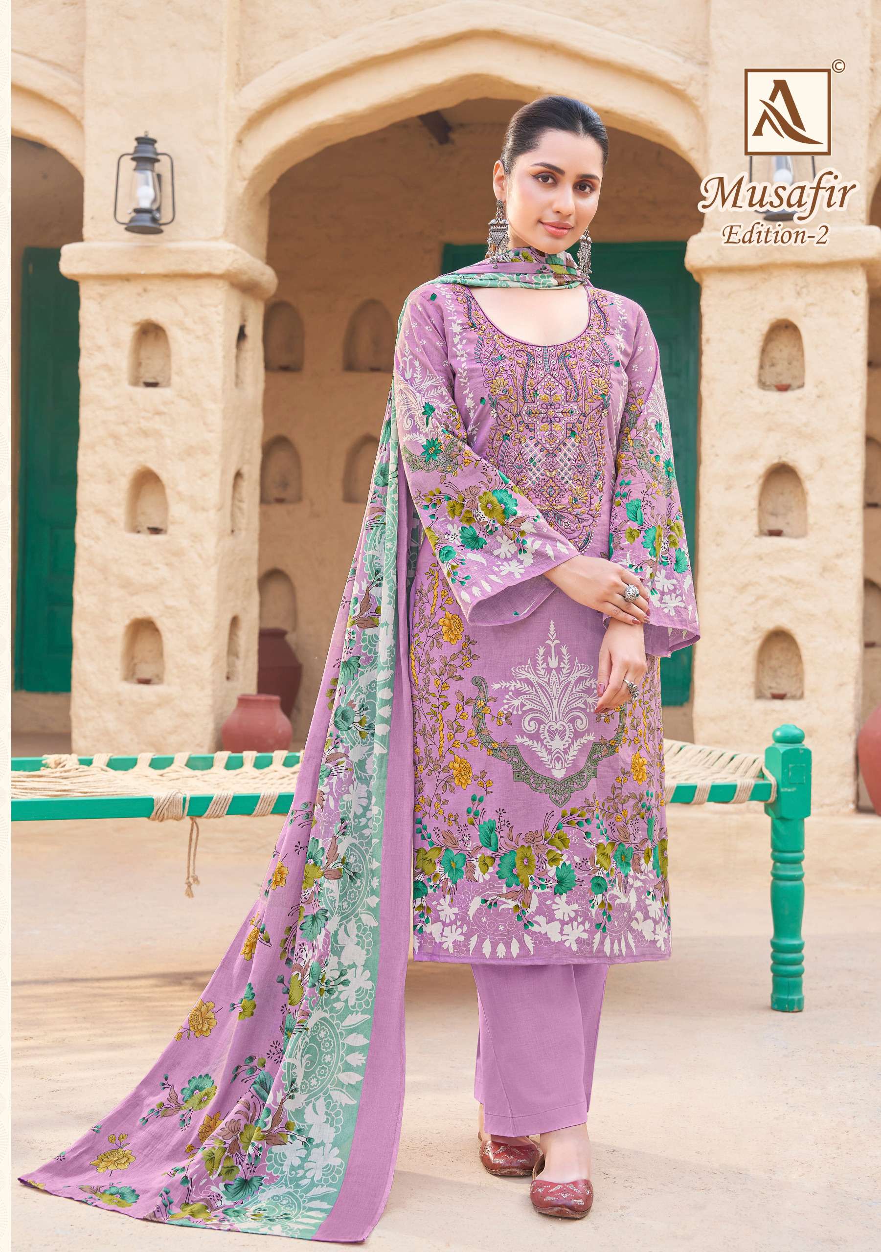 ALOK SUITS MUSAFIR EDITION 2 COTTON PAKISTANI PRINT WITH WORK SUIT