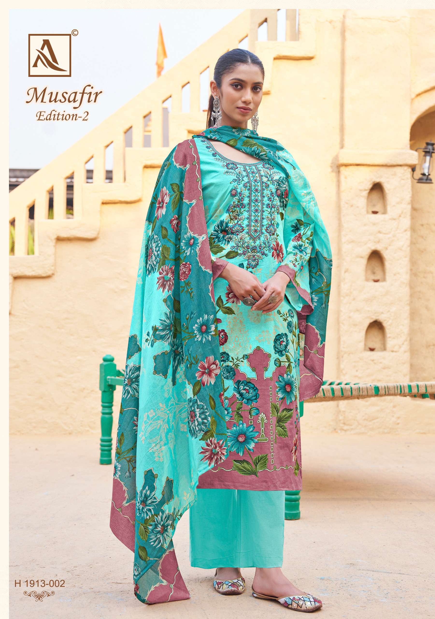 ALOK SUITS MUSAFIR EDITION 2 COTTON PAKISTANI PRINT WITH WORK SUIT