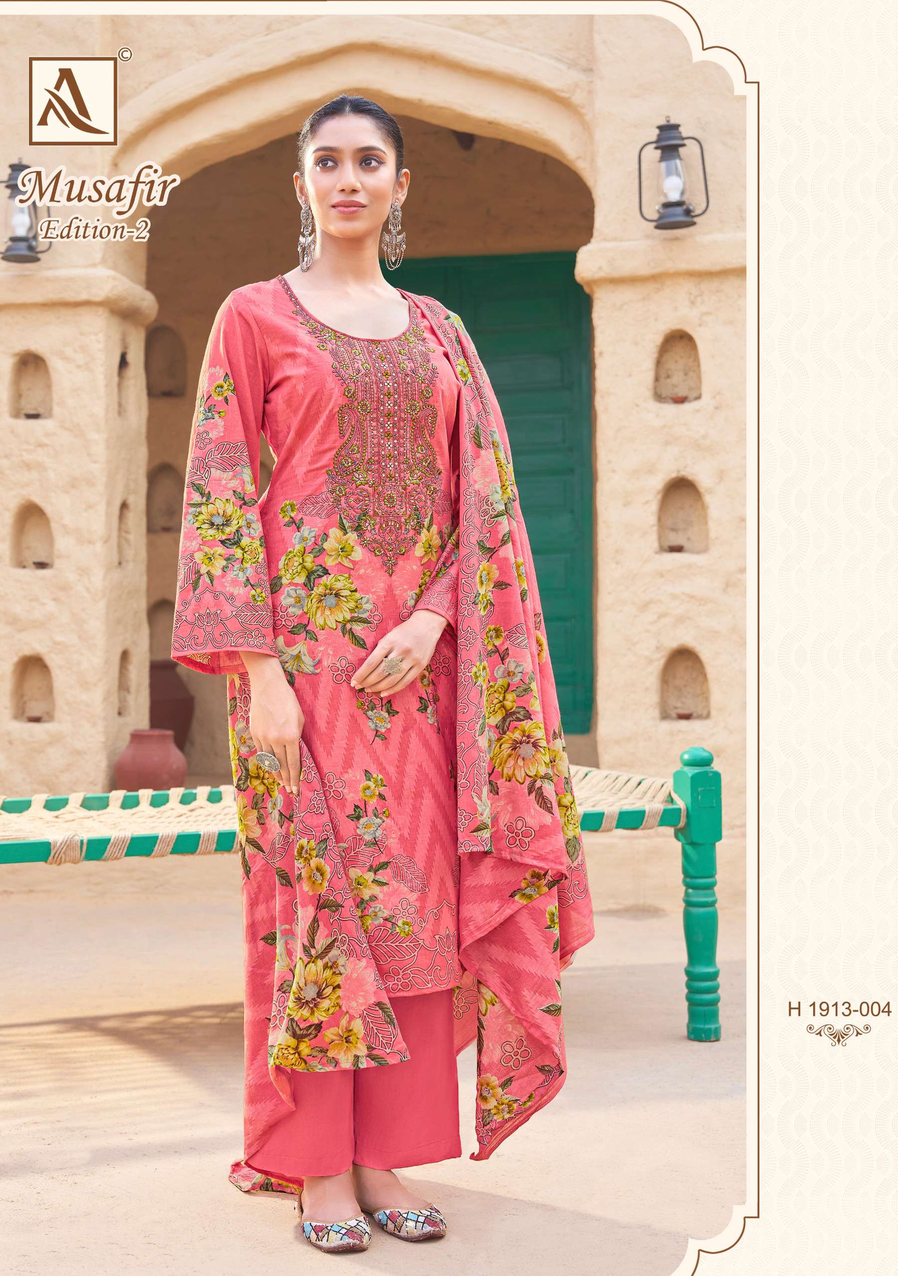 ALOK SUITS MUSAFIR EDITION 2 COTTON PAKISTANI PRINT WITH WORK SUIT