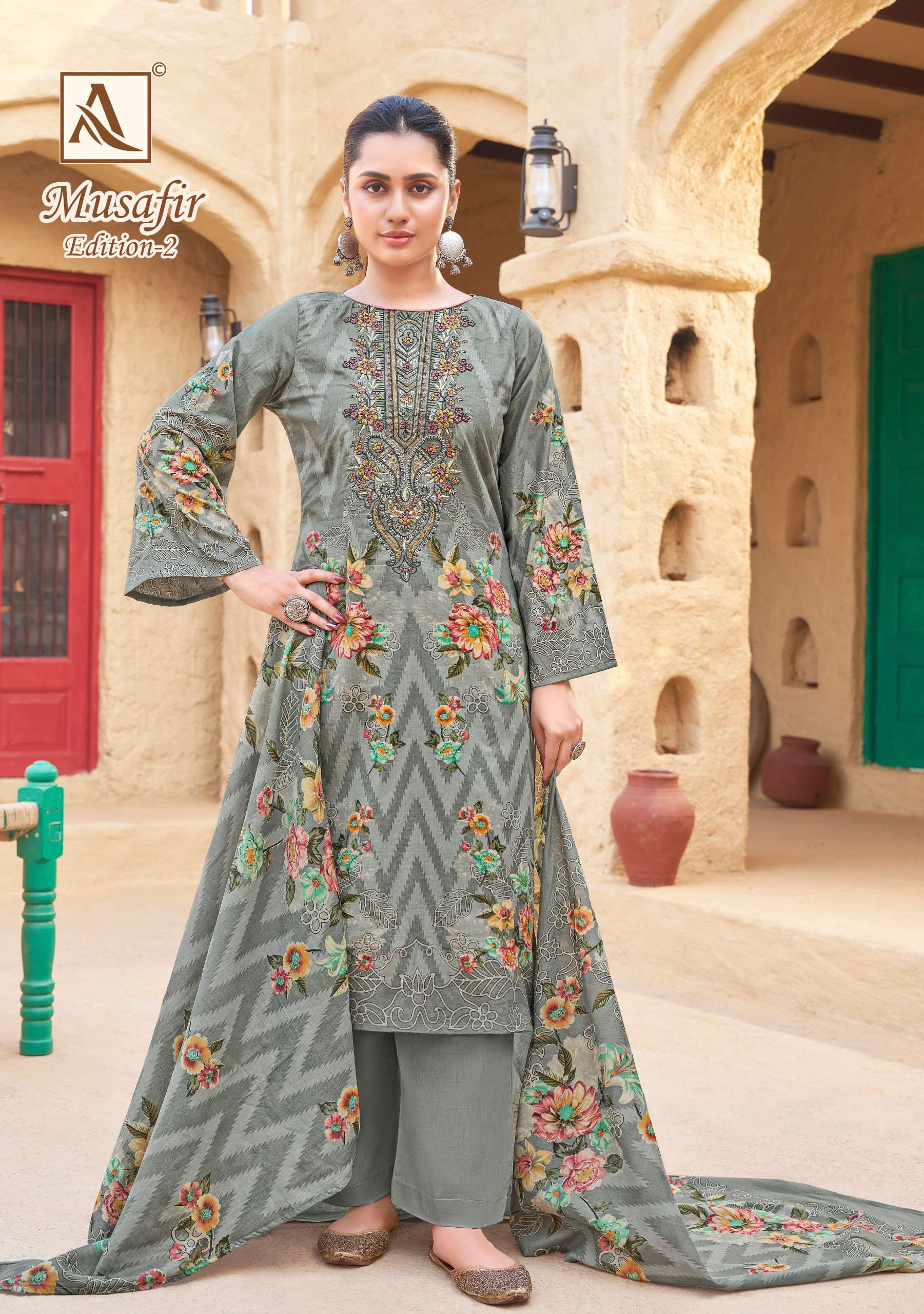 ALOK SUITS MUSAFIR EDITION 2 COTTON PAKISTANI PRINT WITH WORK SUIT