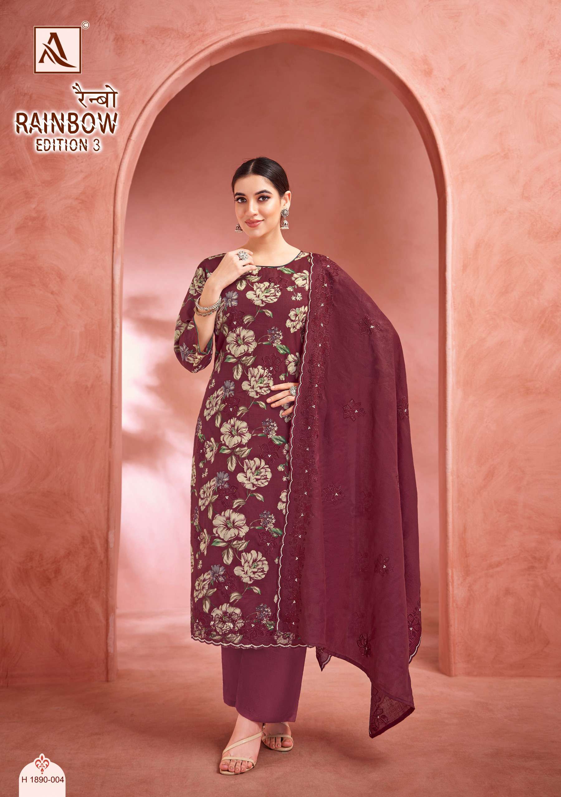 ALOK SUITS RAINBOW VOL 3 COTTON PRINT WITH FANCY WORK SUIT