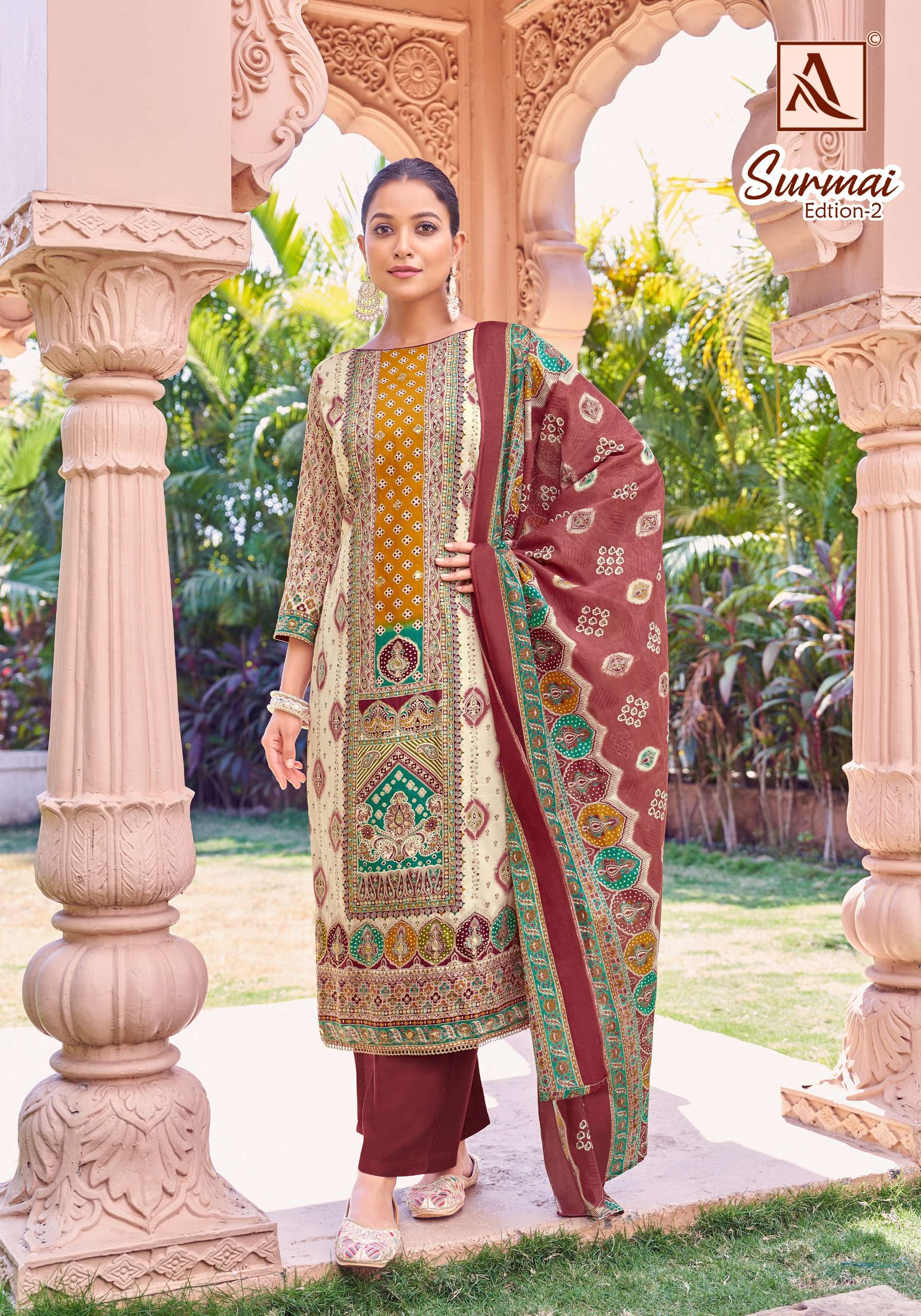 ALOK SUITS SURMAI EDITION 2 JAM COTTON PRINT WITH FANCY WORK SUIT